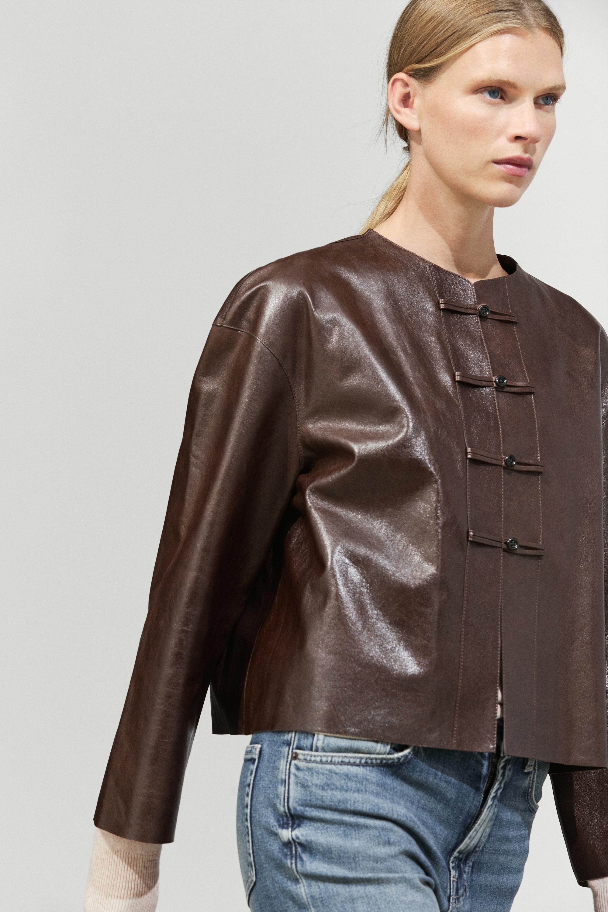 Nappa leather toggle jacket