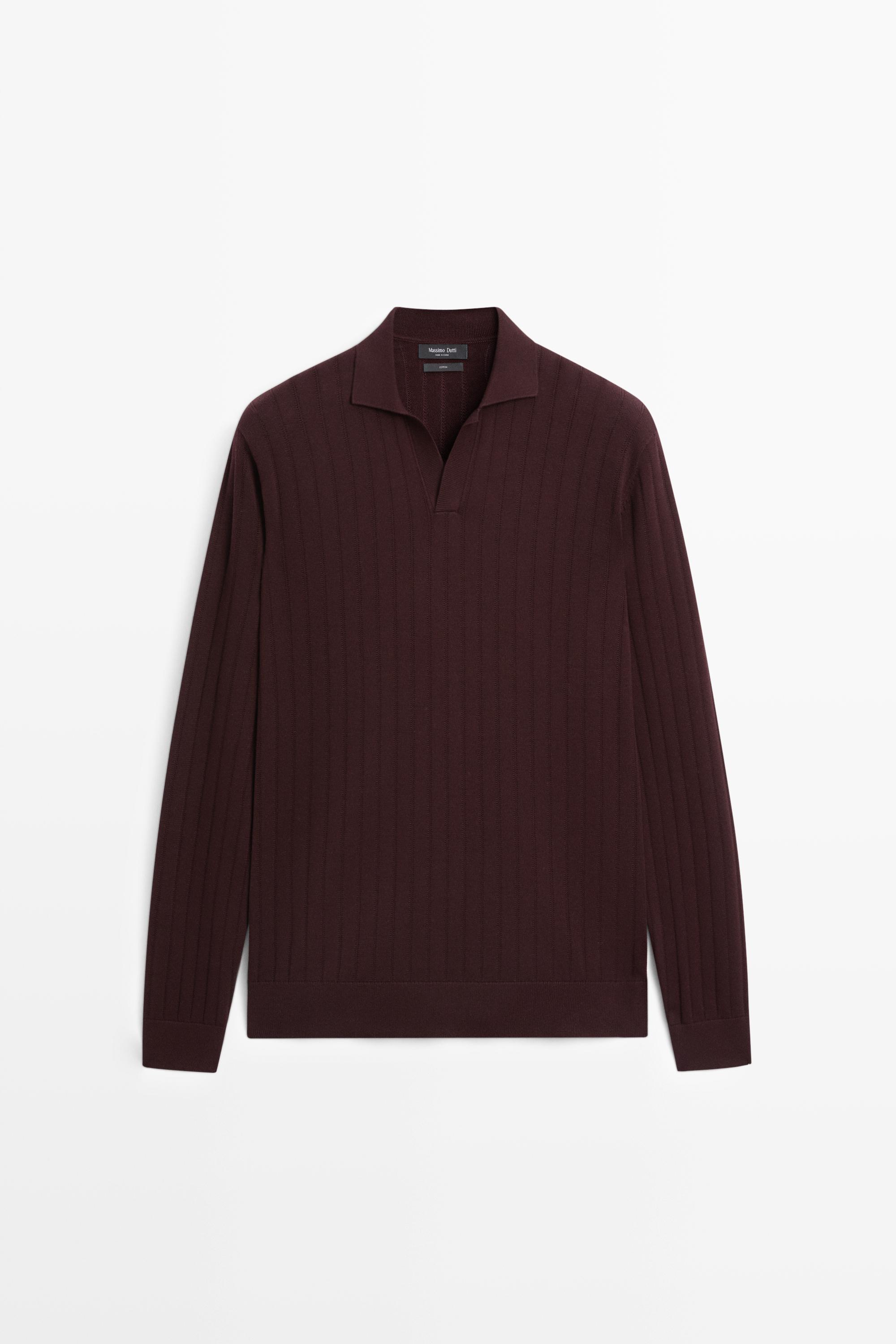 100% Cotton Knit Polo Sweater