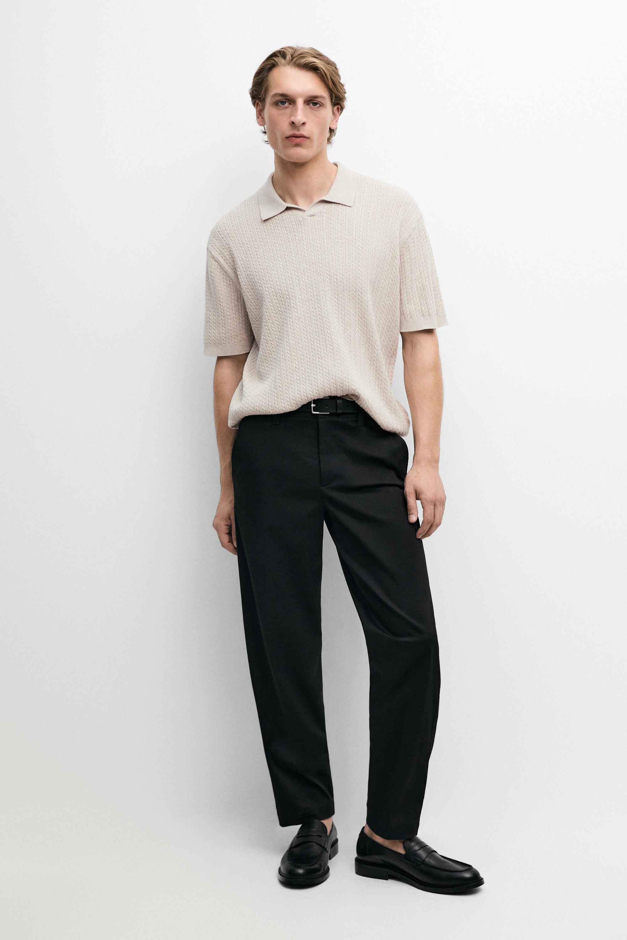 100% cotton cable-knit polo sweater