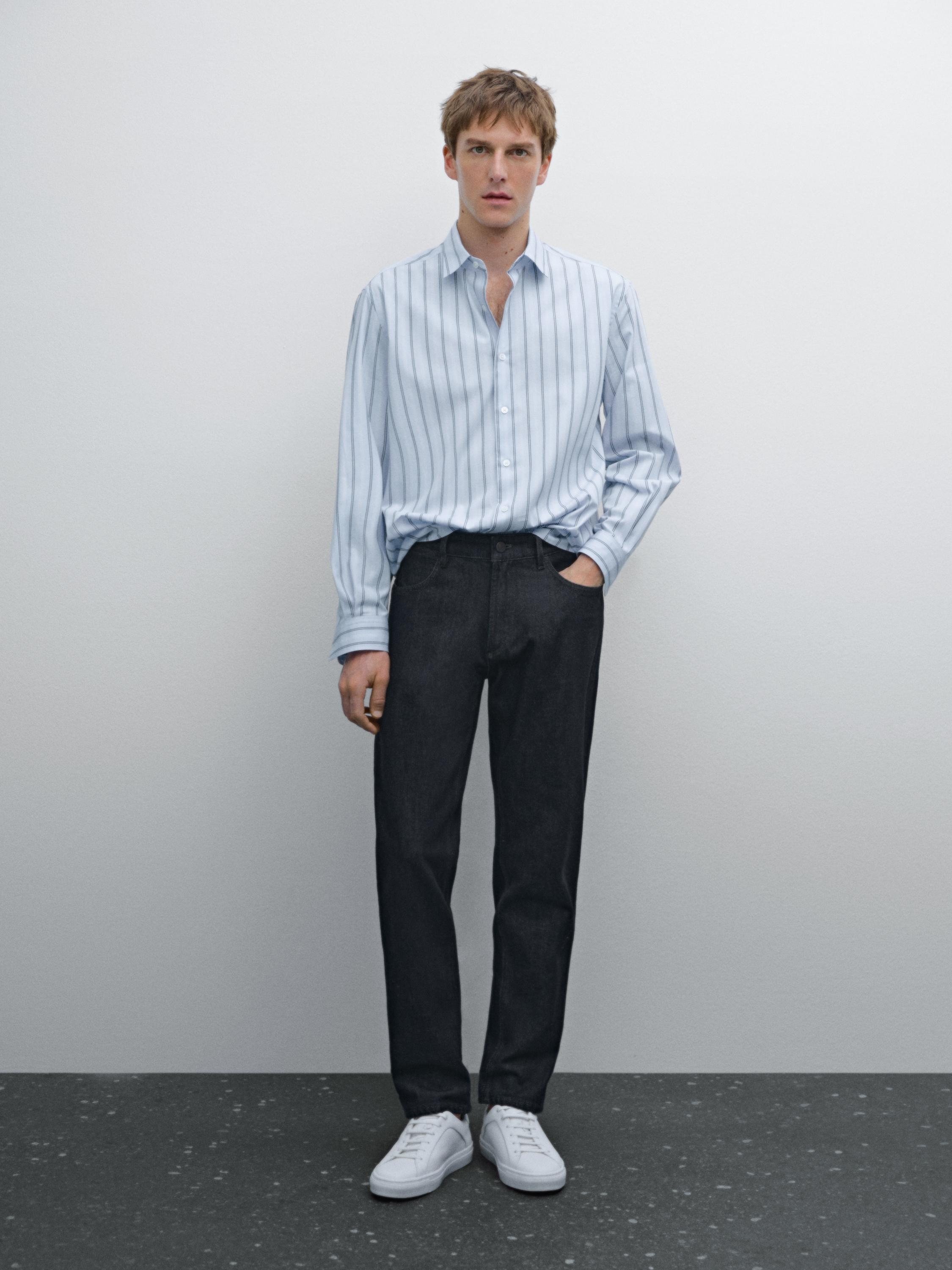 100% cotton regular fit striped shirt
