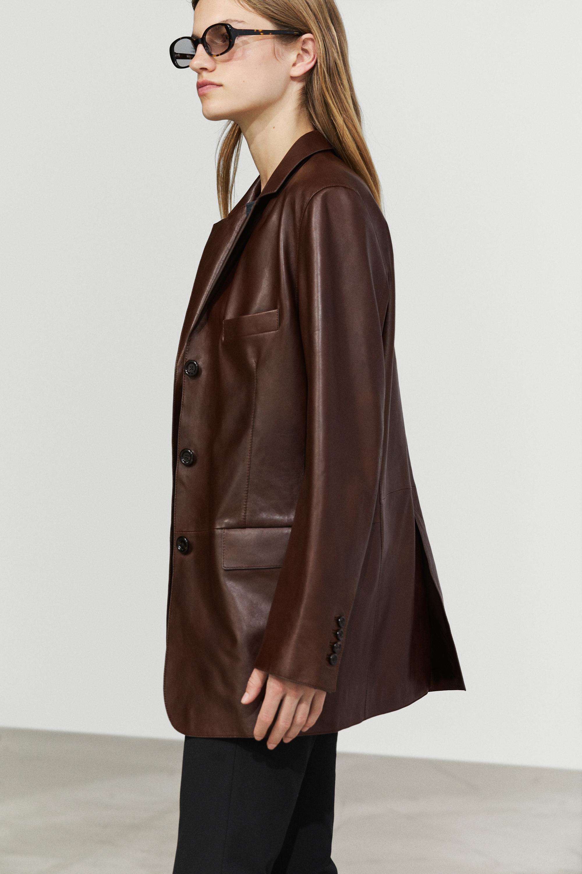 Nappa leather blazer with pocket detail