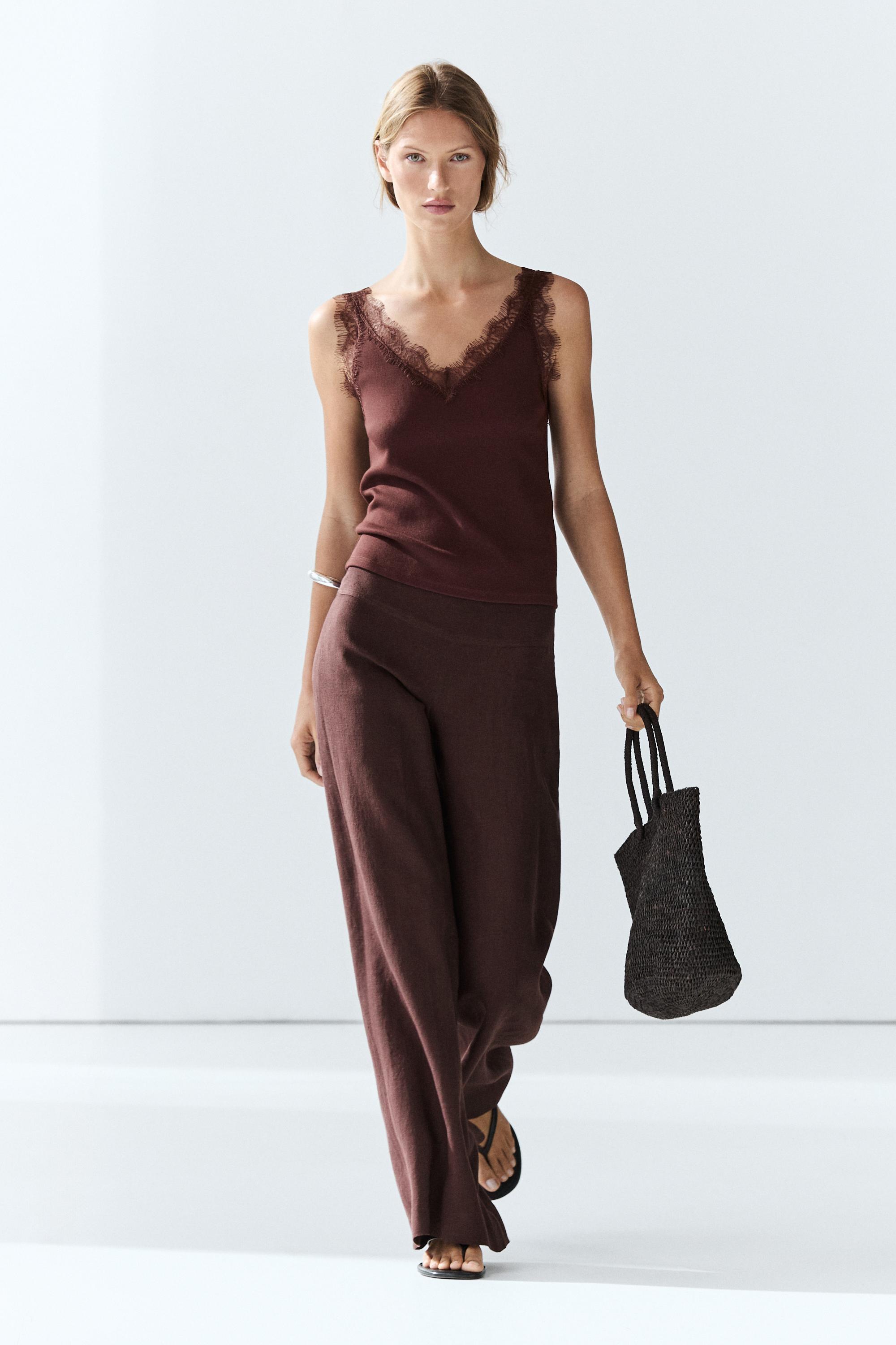Strappy lace-trim top
