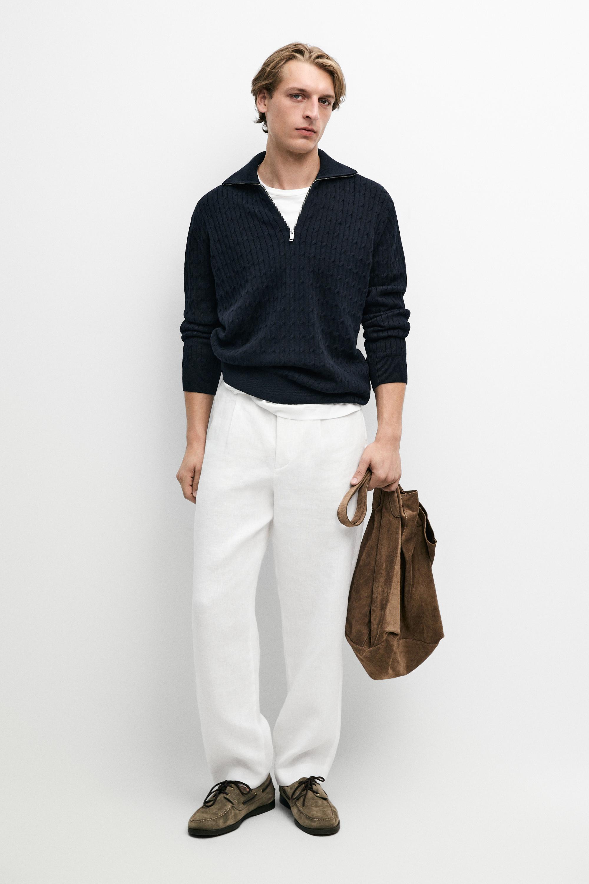 Mock neck knit zip sweater