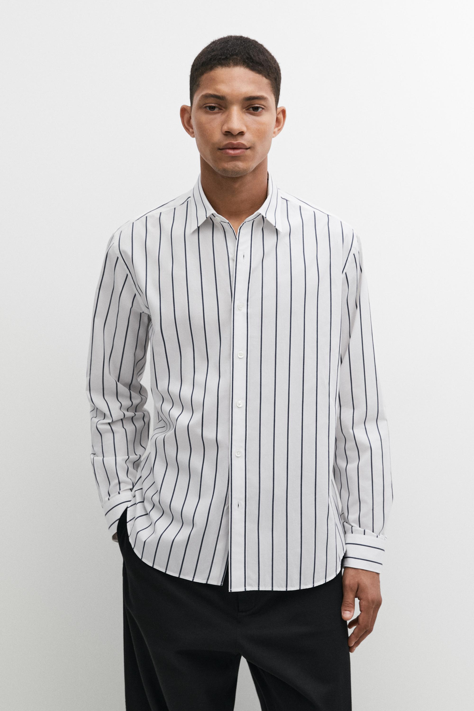 100% cotton regular fit striped shirt