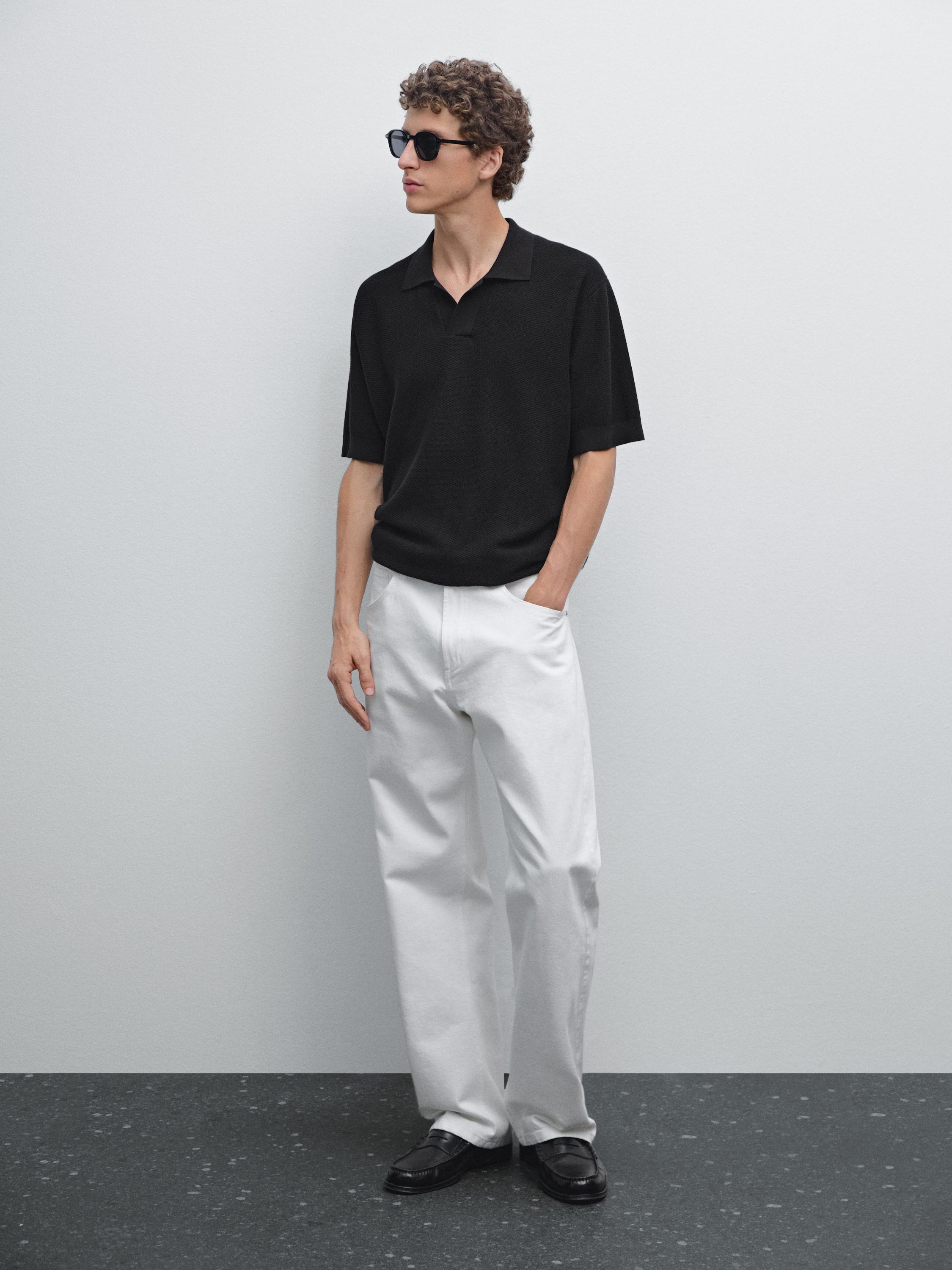 纹理针织短袖 POLO 衫