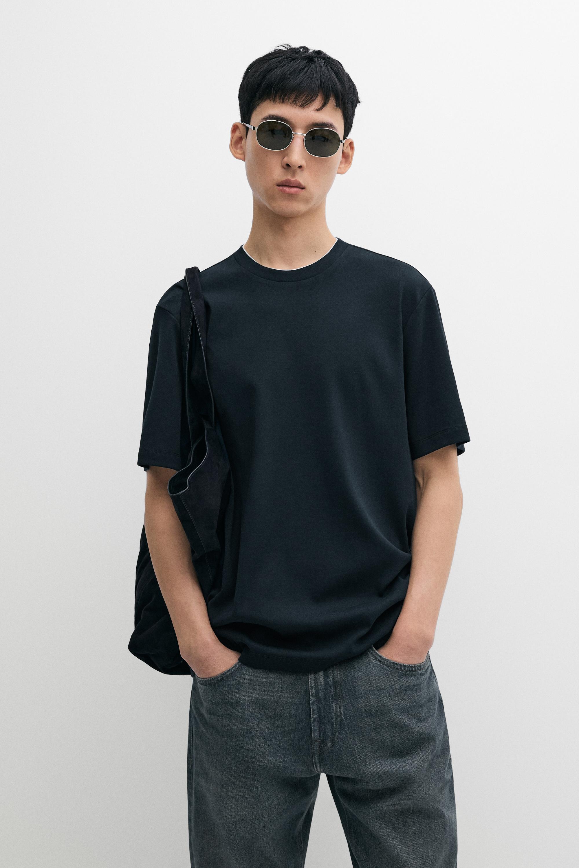 100% cotton layered collar T-shirt