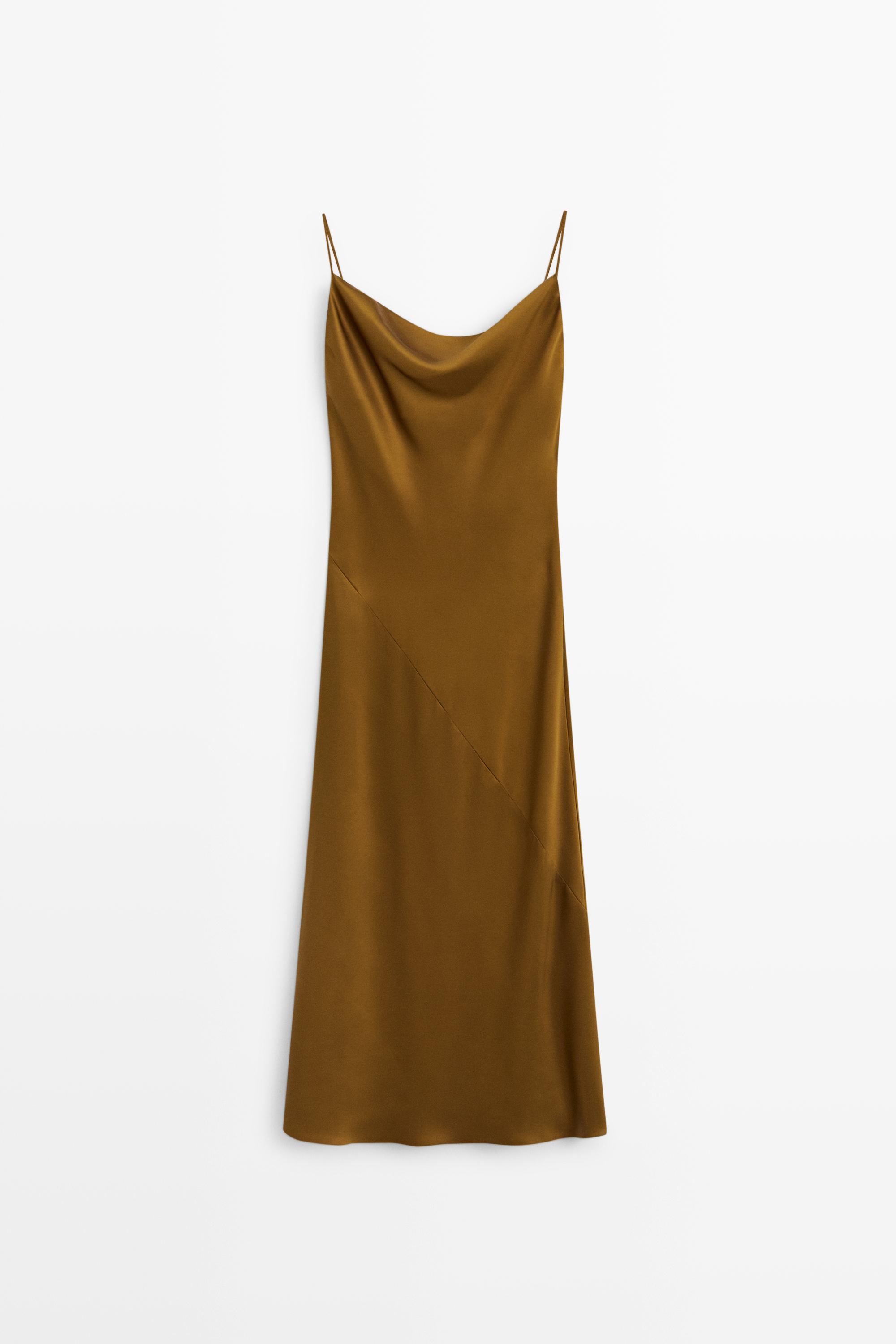 Flowing satin finish midi dress