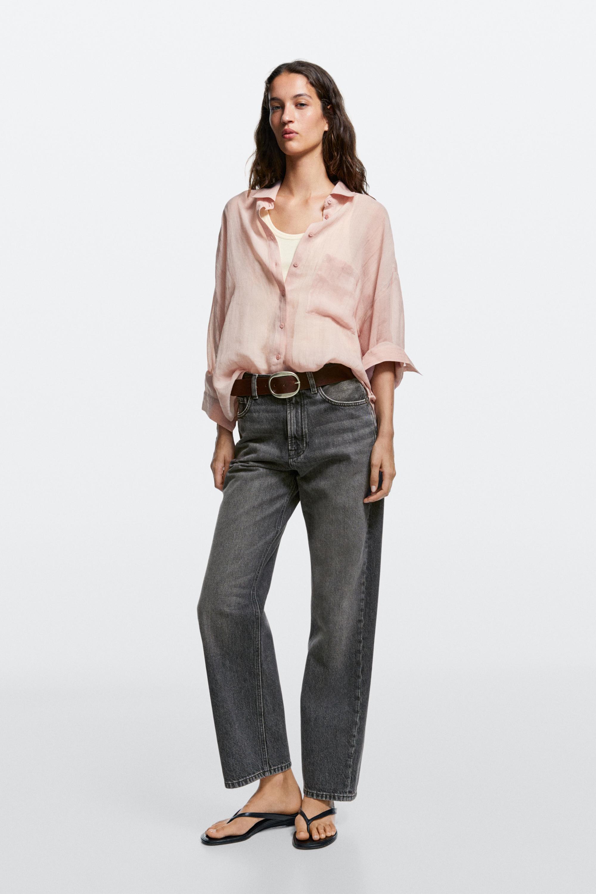 High-waist straight-leg jeans