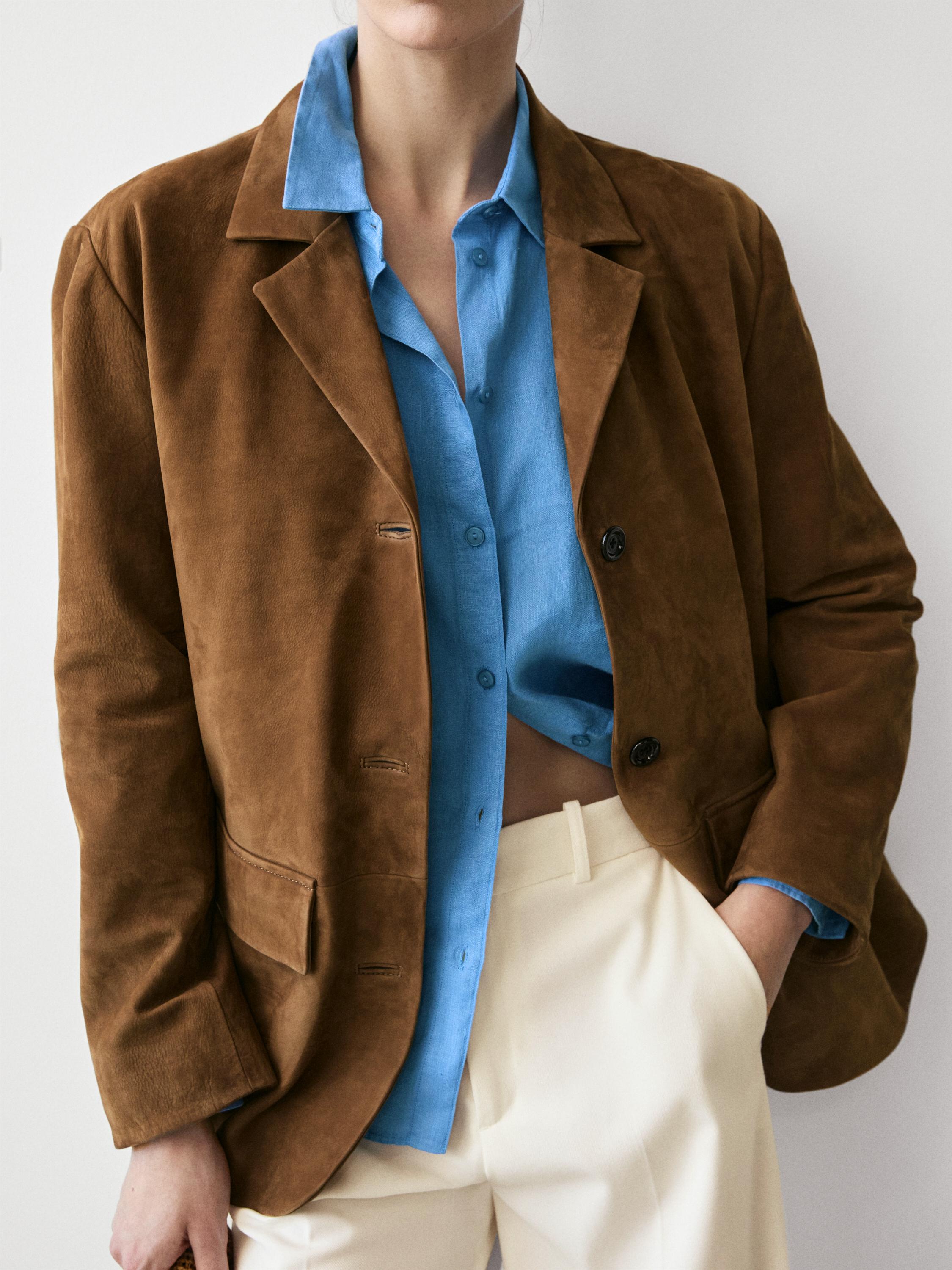 100% Suede lapel blazer