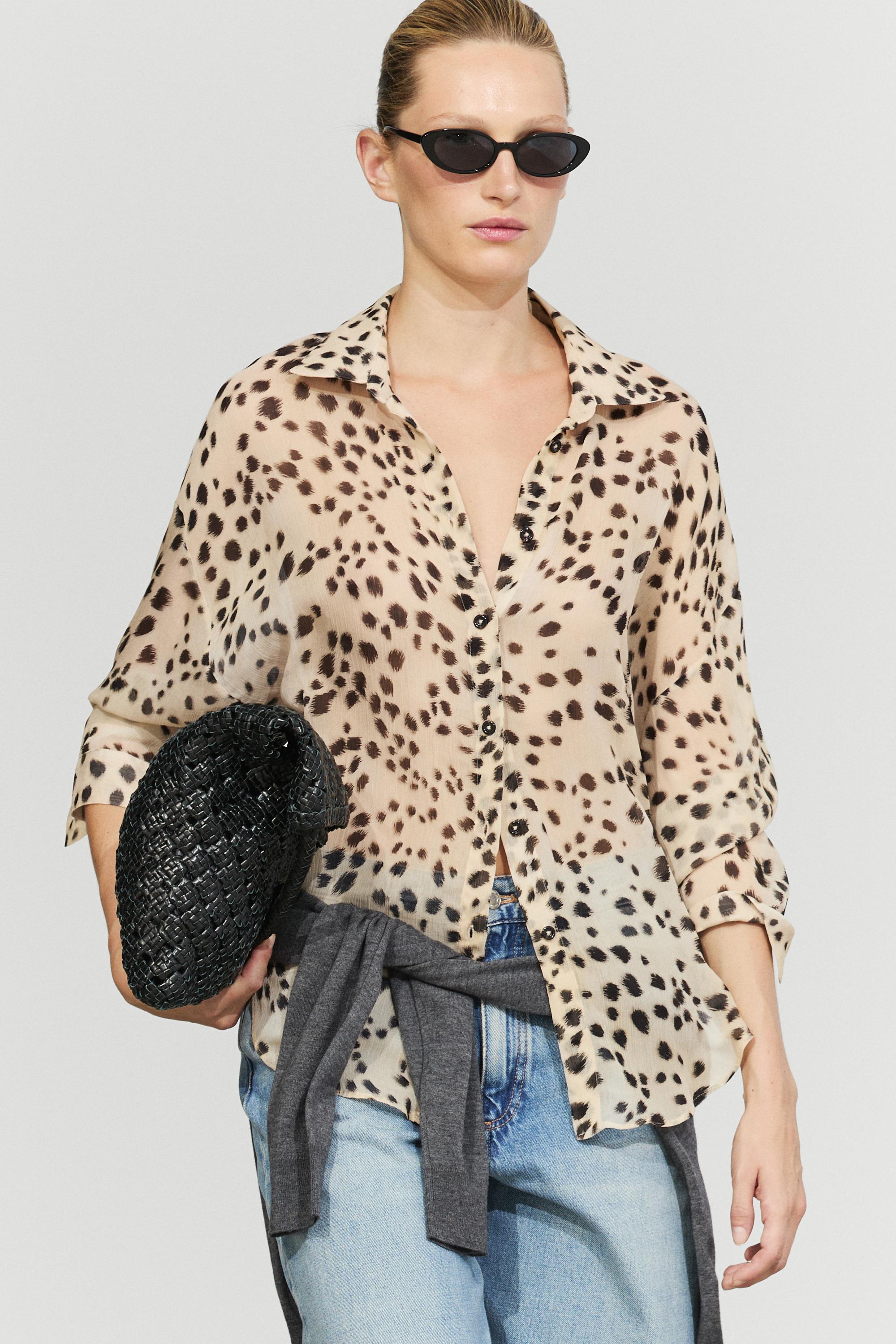 Animal print flowing shirt