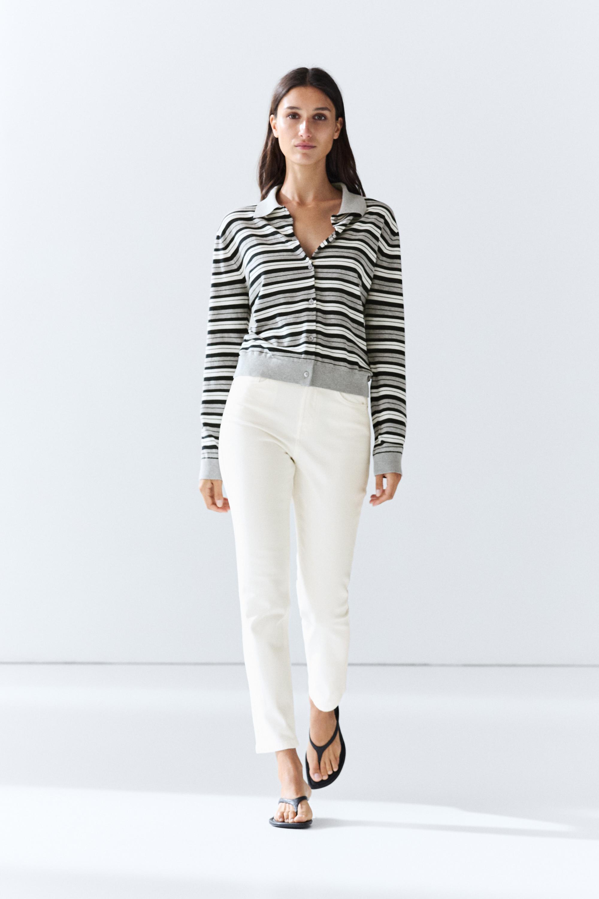 Striped button-up cardigan