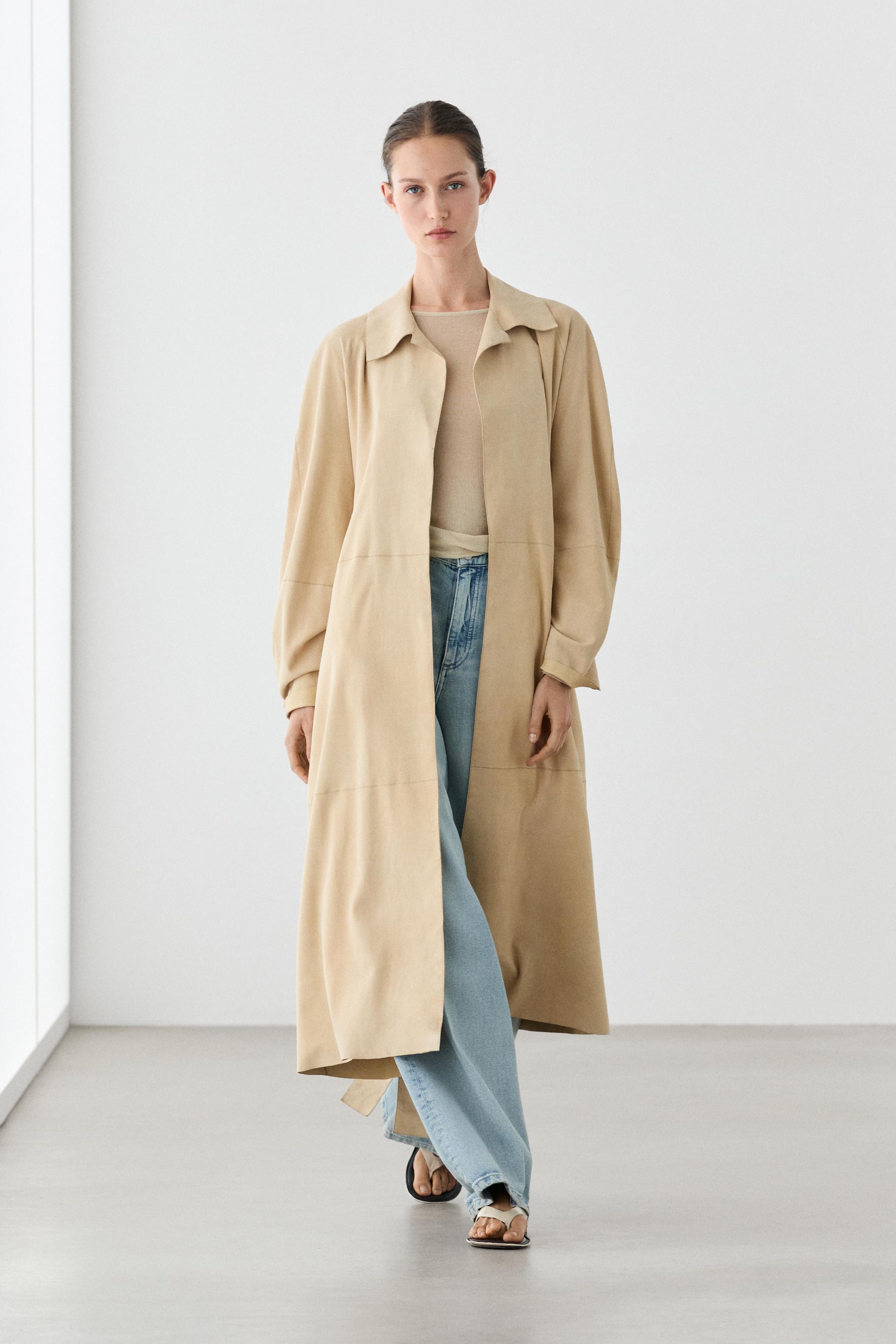 Long suede leather coat