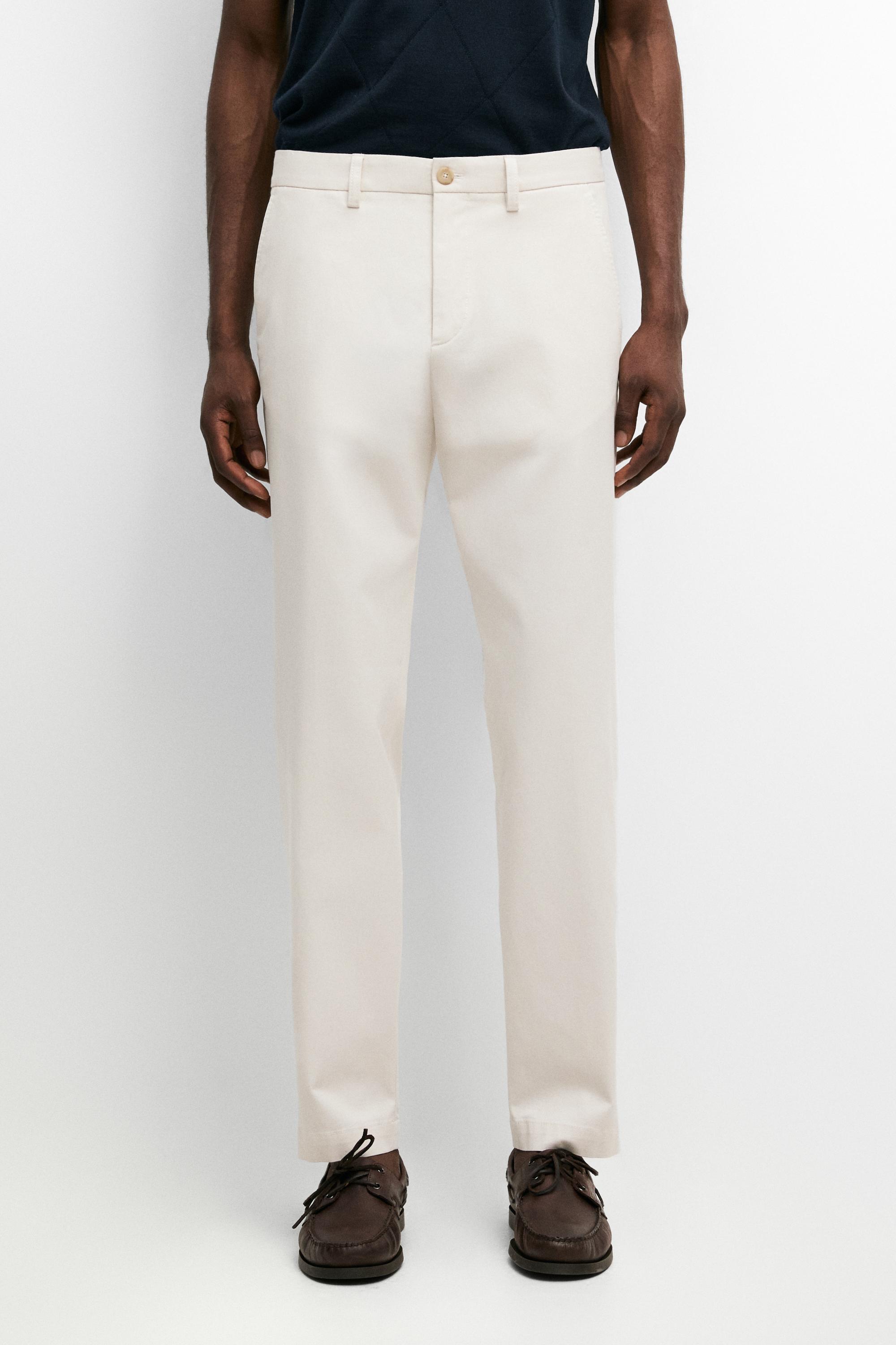 Cotton blend slim fit pants