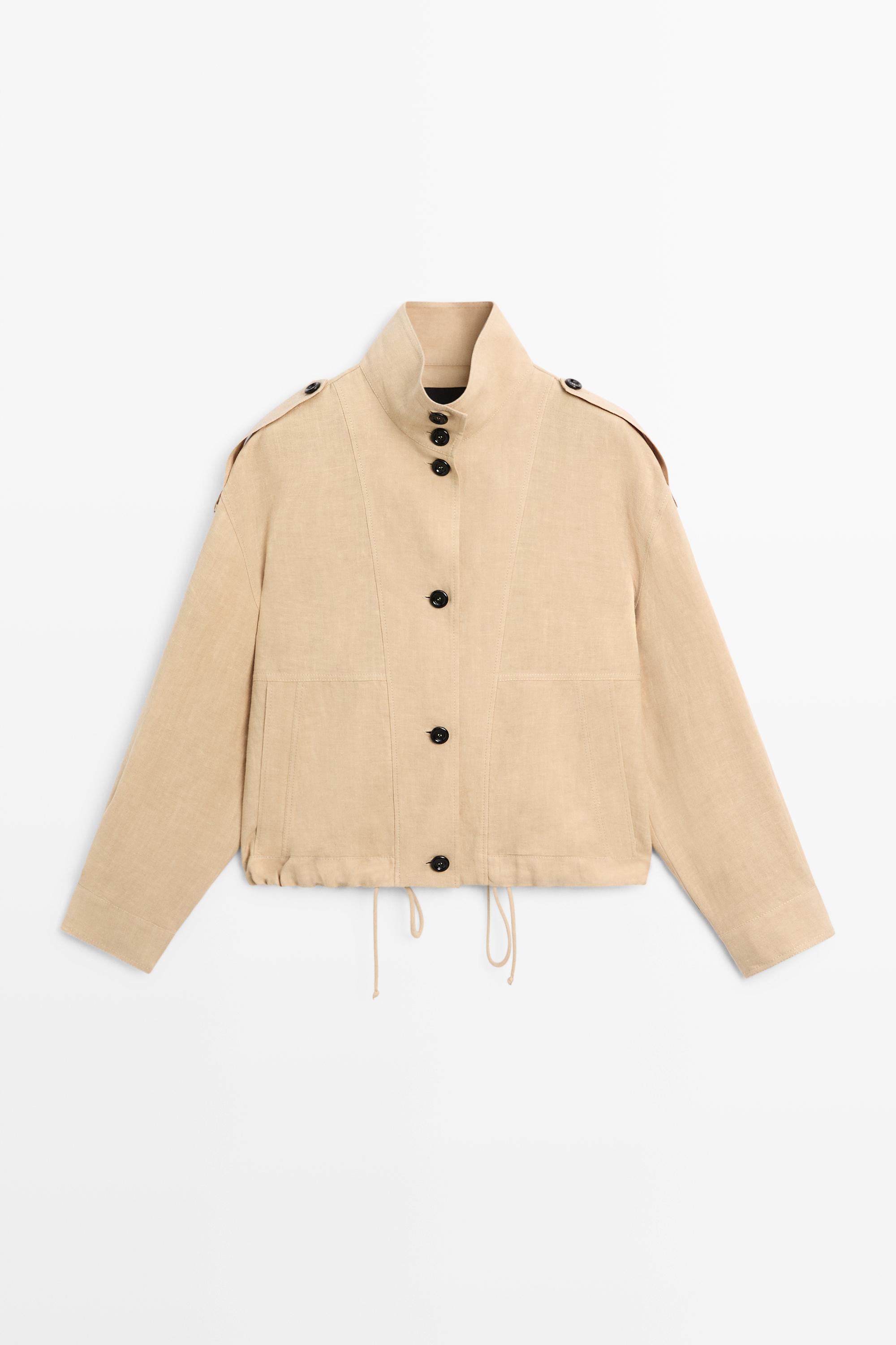 100% linen fluid bomber jacket
