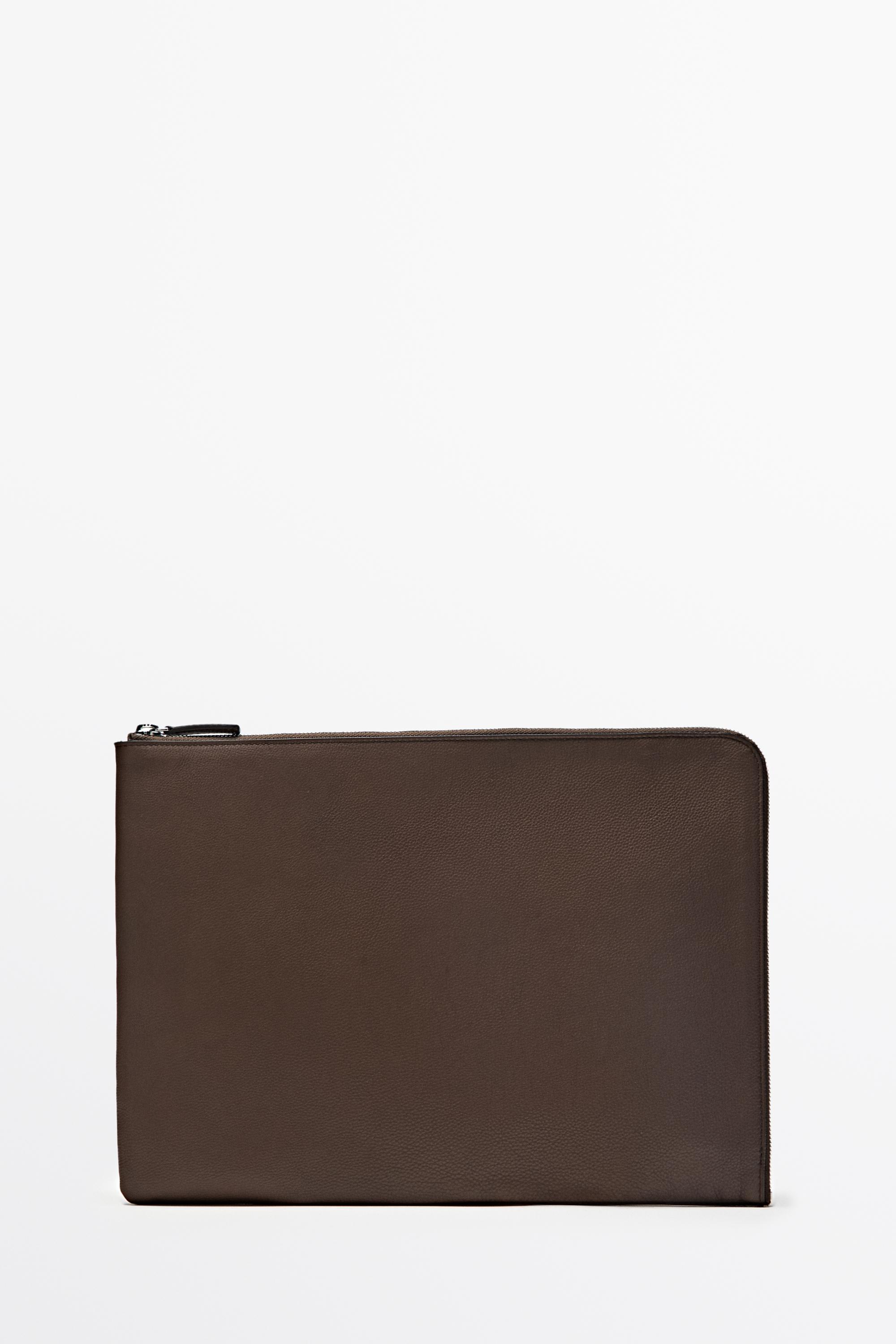 Large nappa leather laptop case