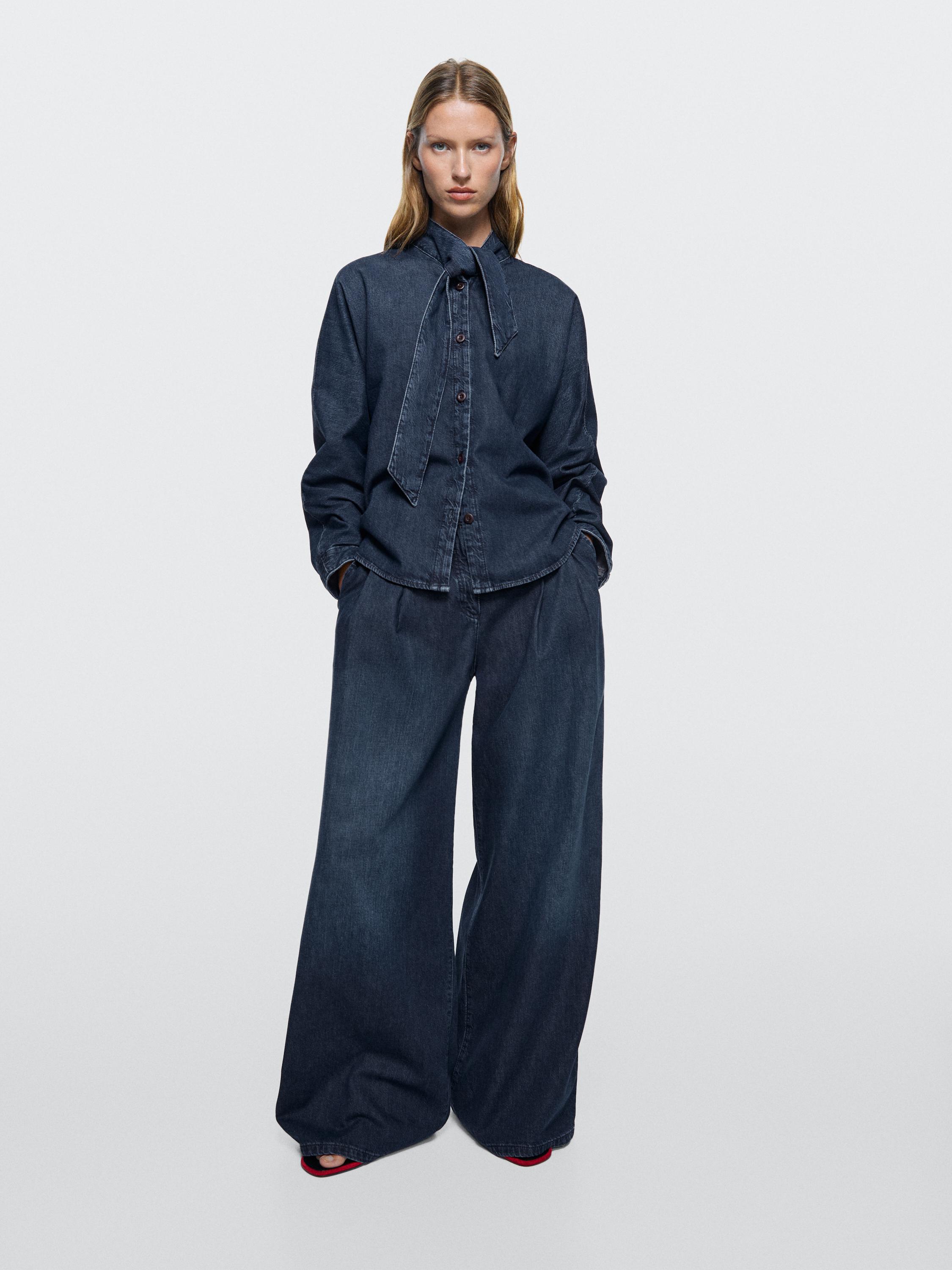Denim shirt with collar detail