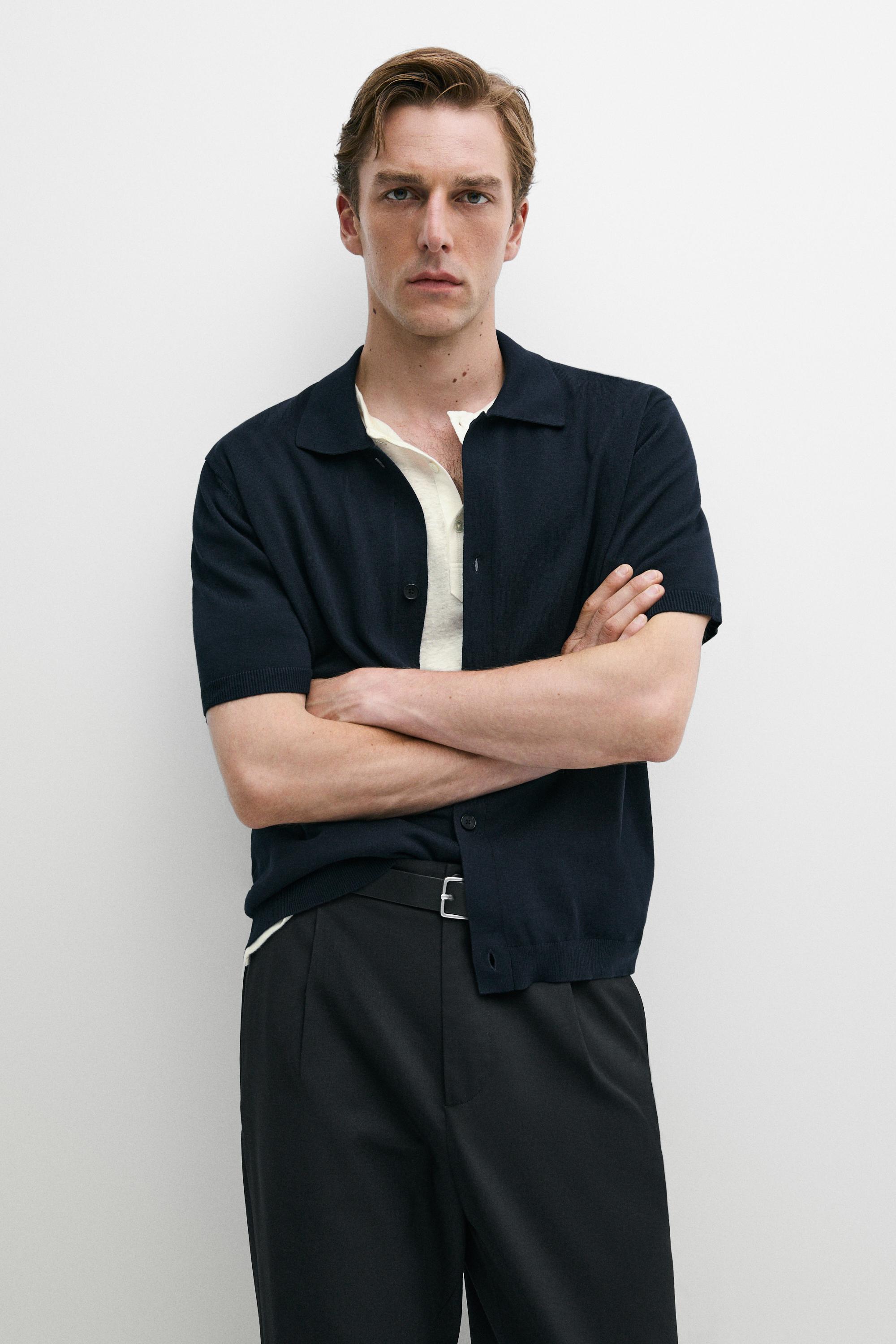Short sleeve button-up knit cardigan