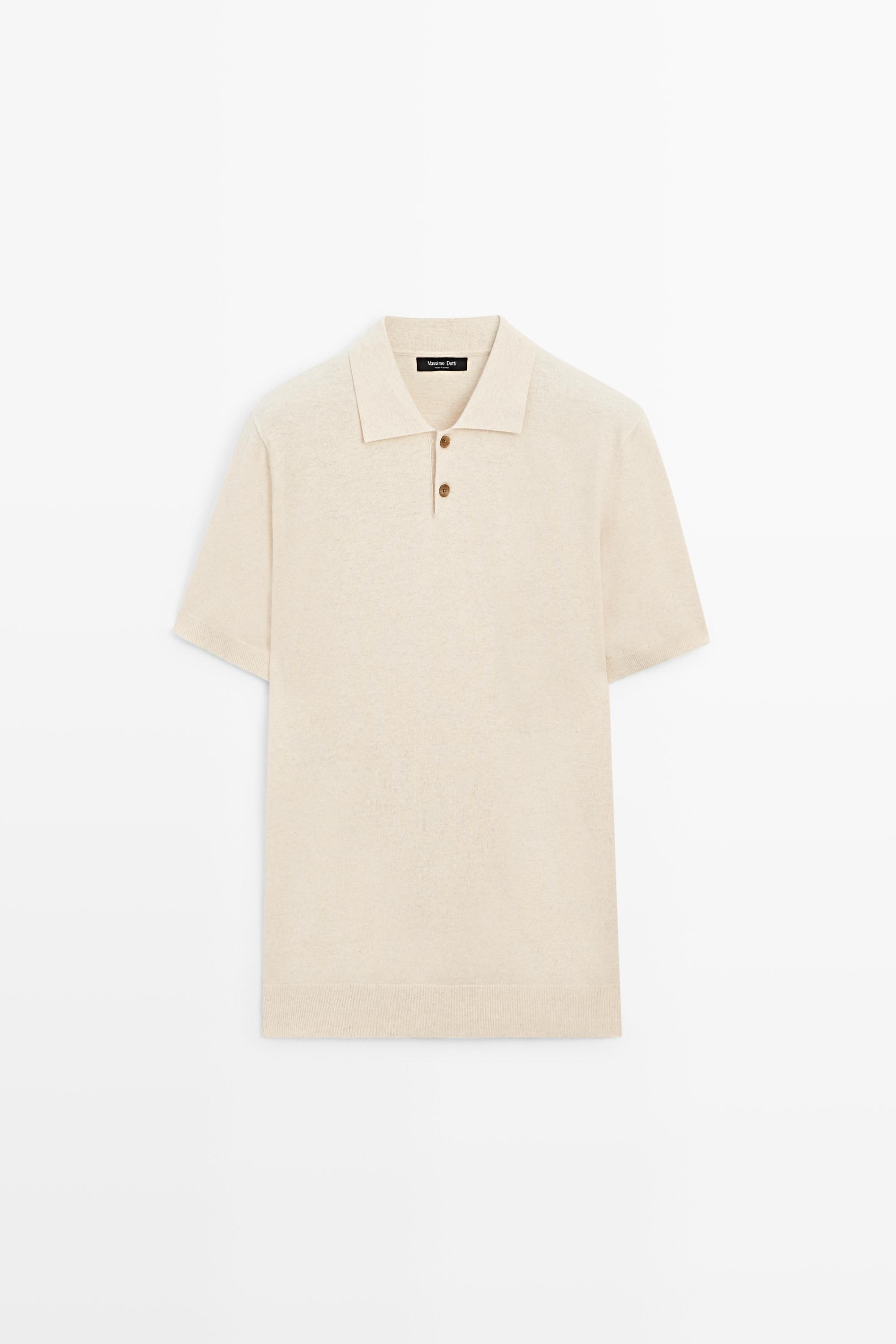 Cotton linen blend polo shirt