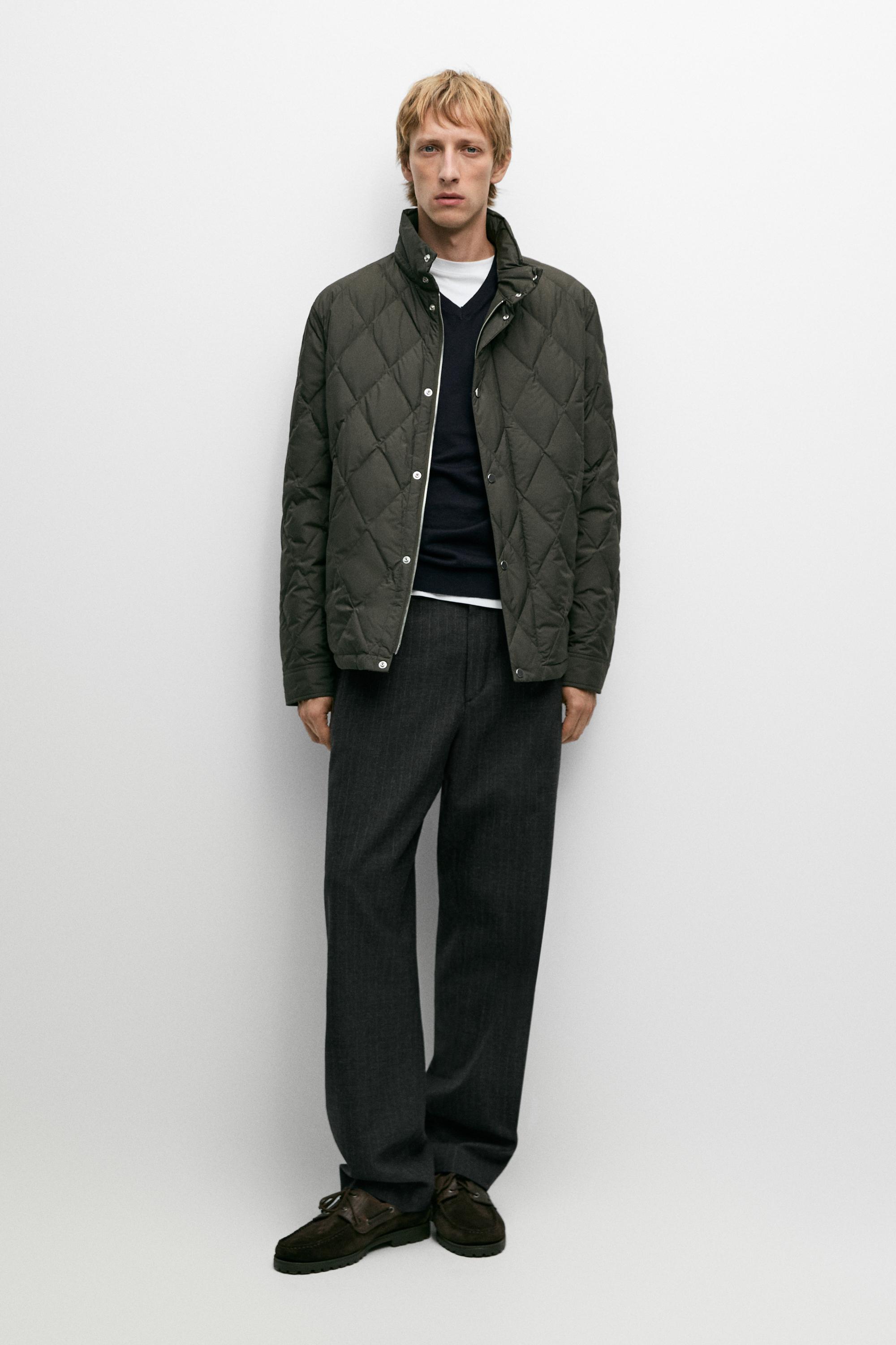 Down jacket with button detail