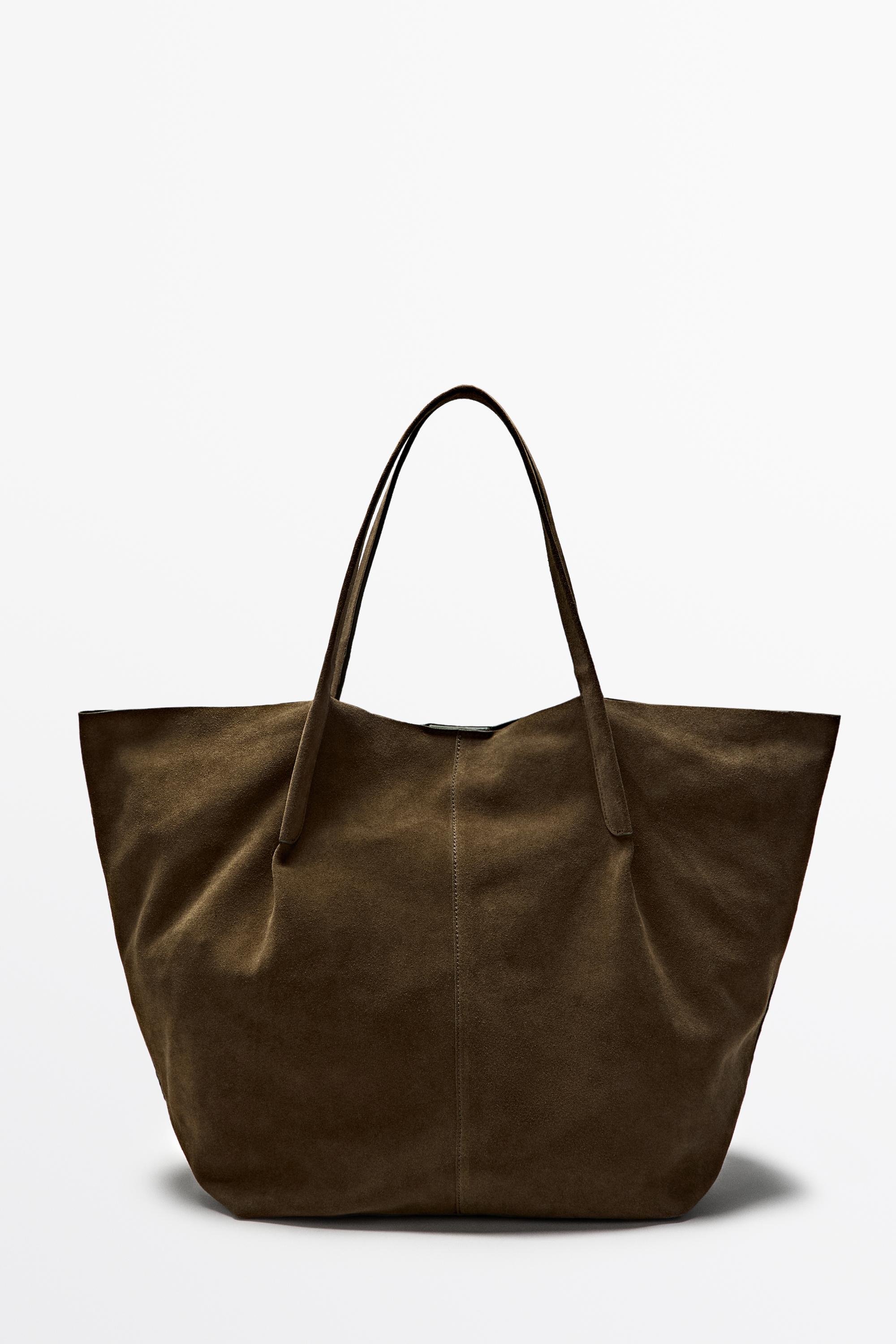 Split leather tote bag