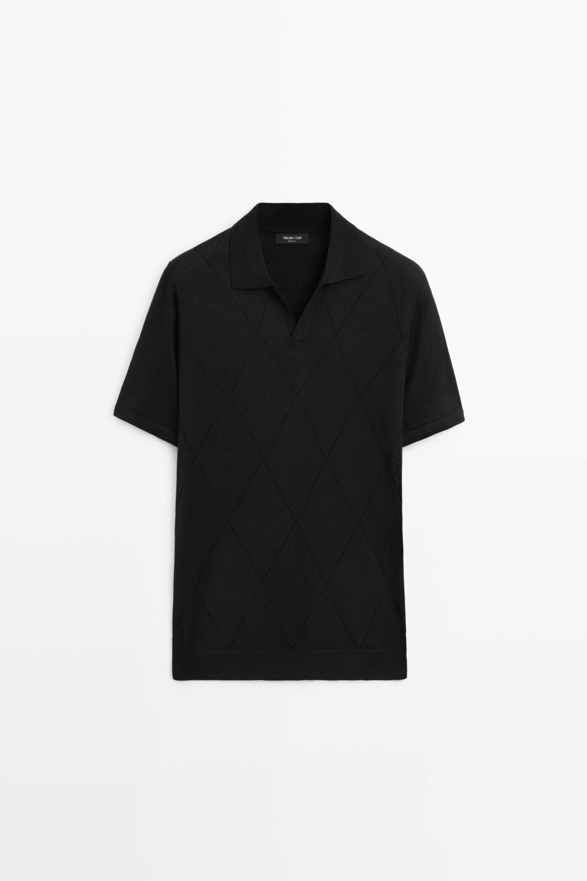 Argyle knit polo sweater