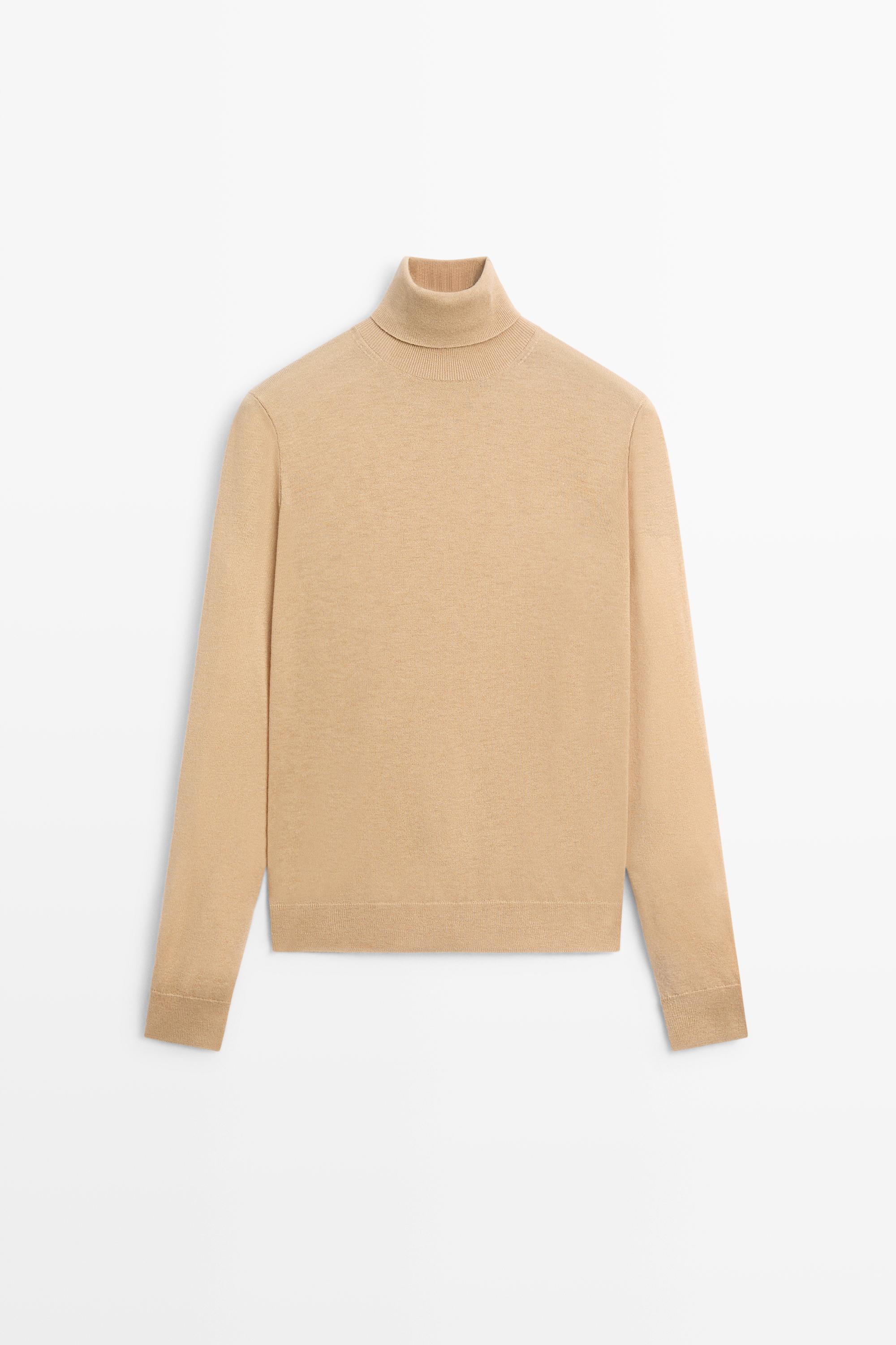 Wool-blend turtleneck knit sweater
