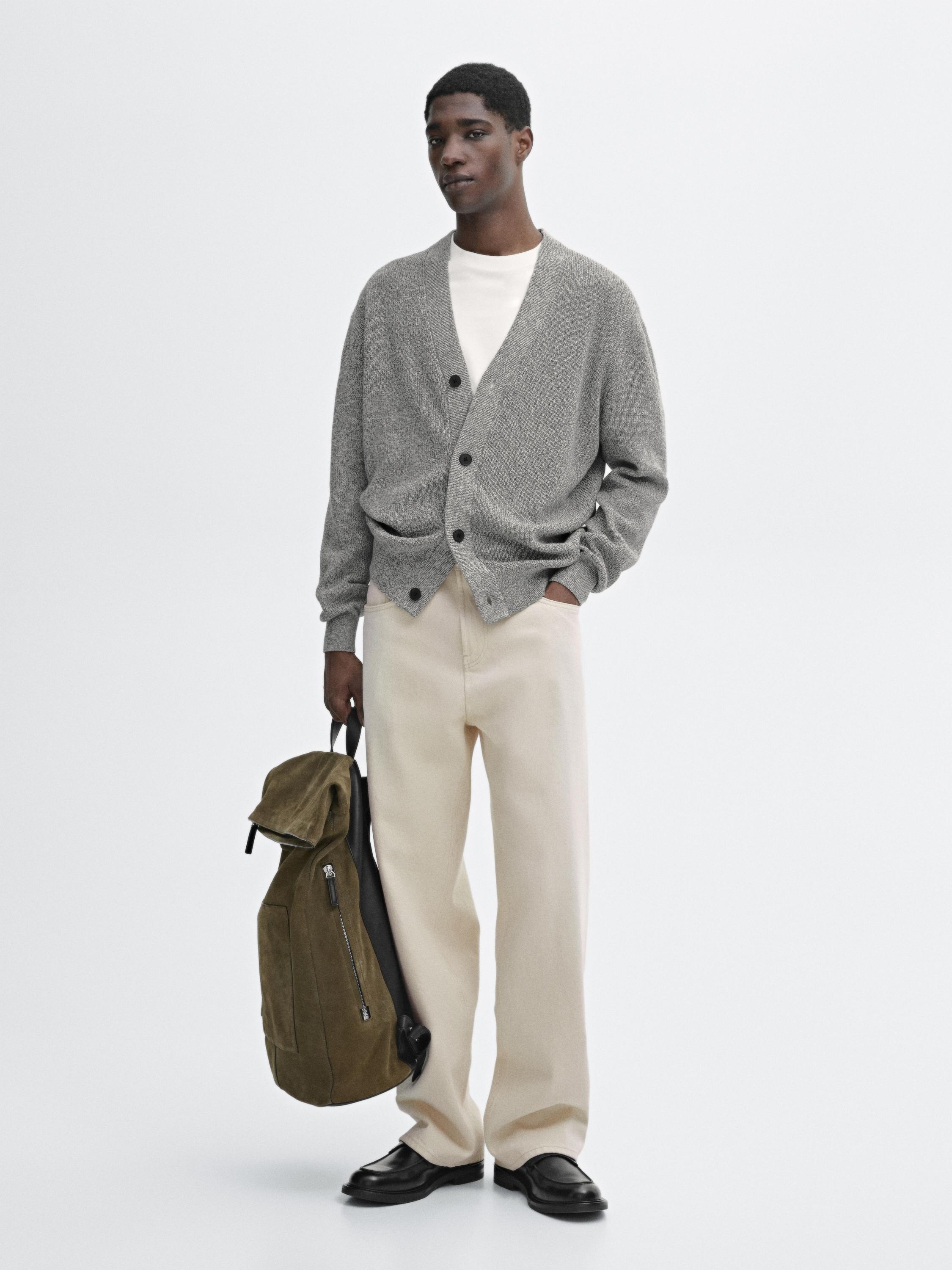 Mouliné cotton knit cardigan
