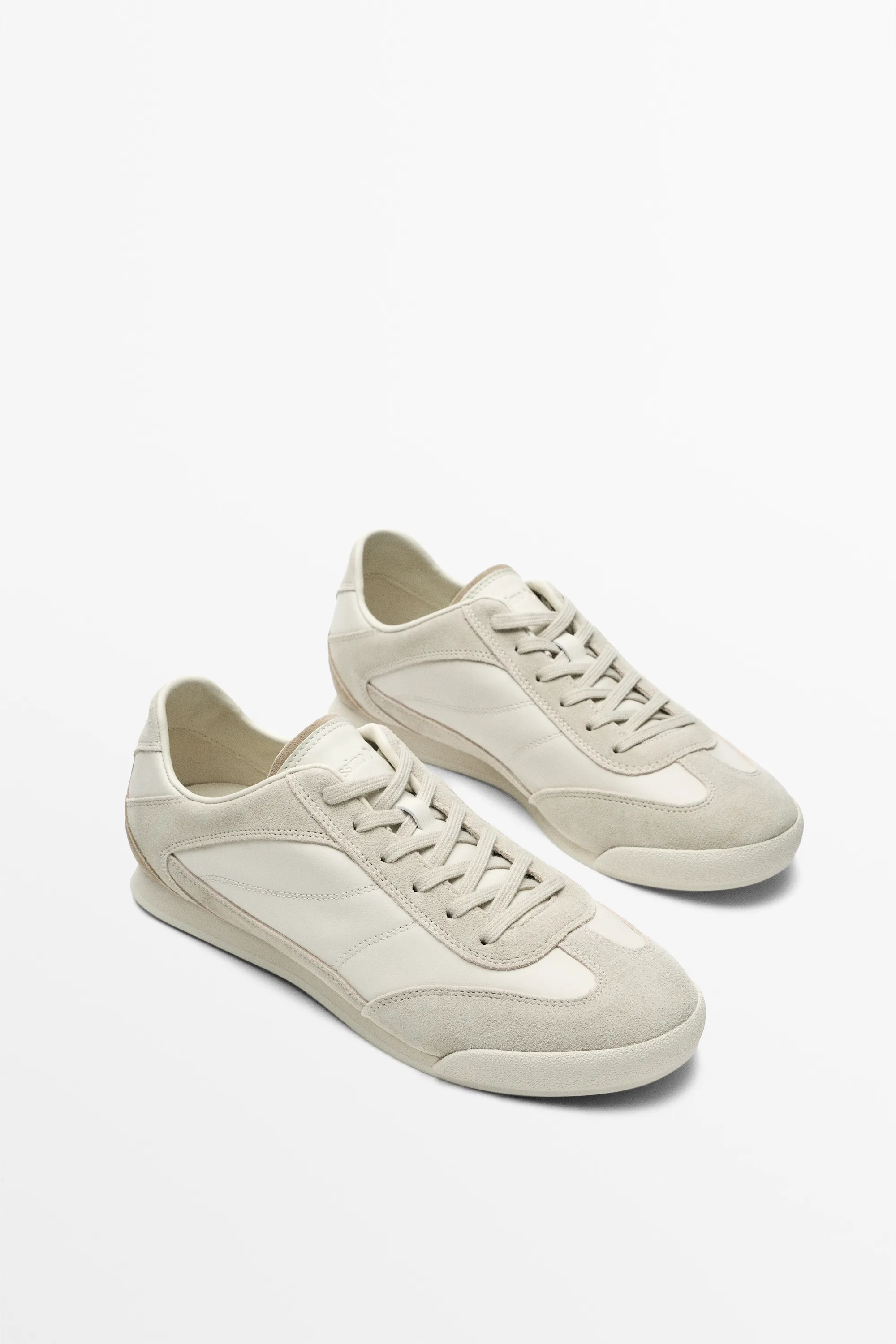 Contrast leather trainers