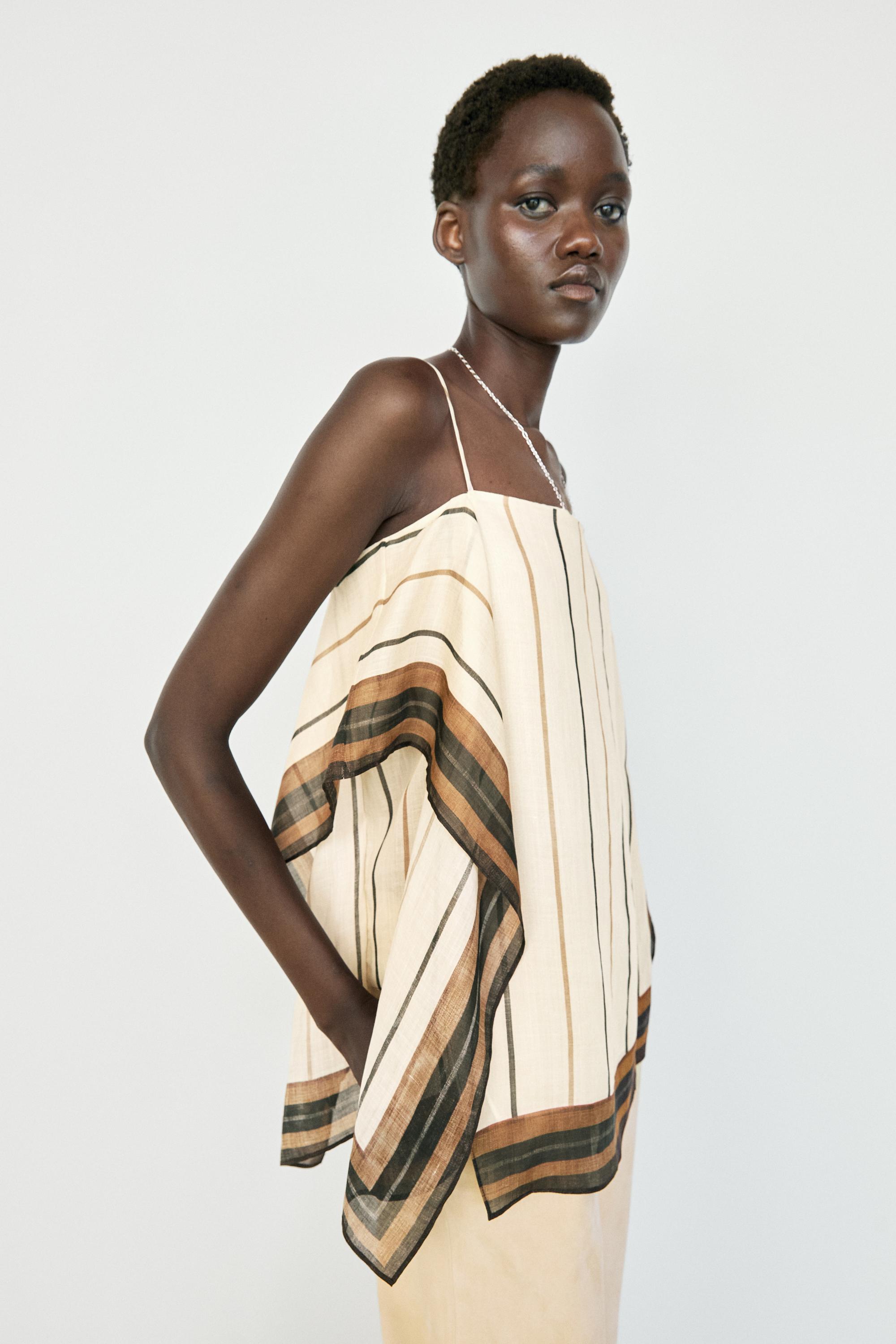Flowing striped strappy top