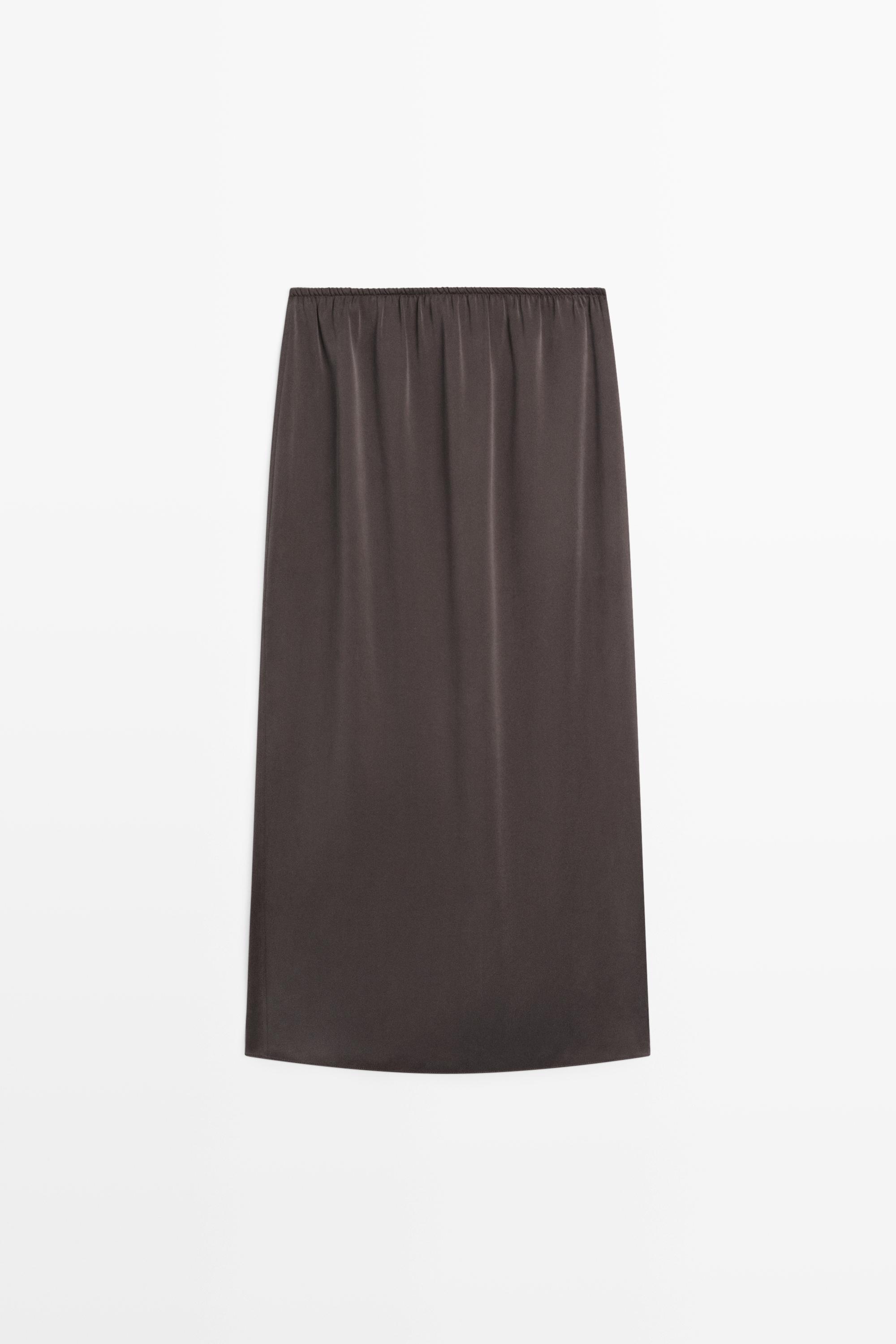 100% silk straight midi skirt