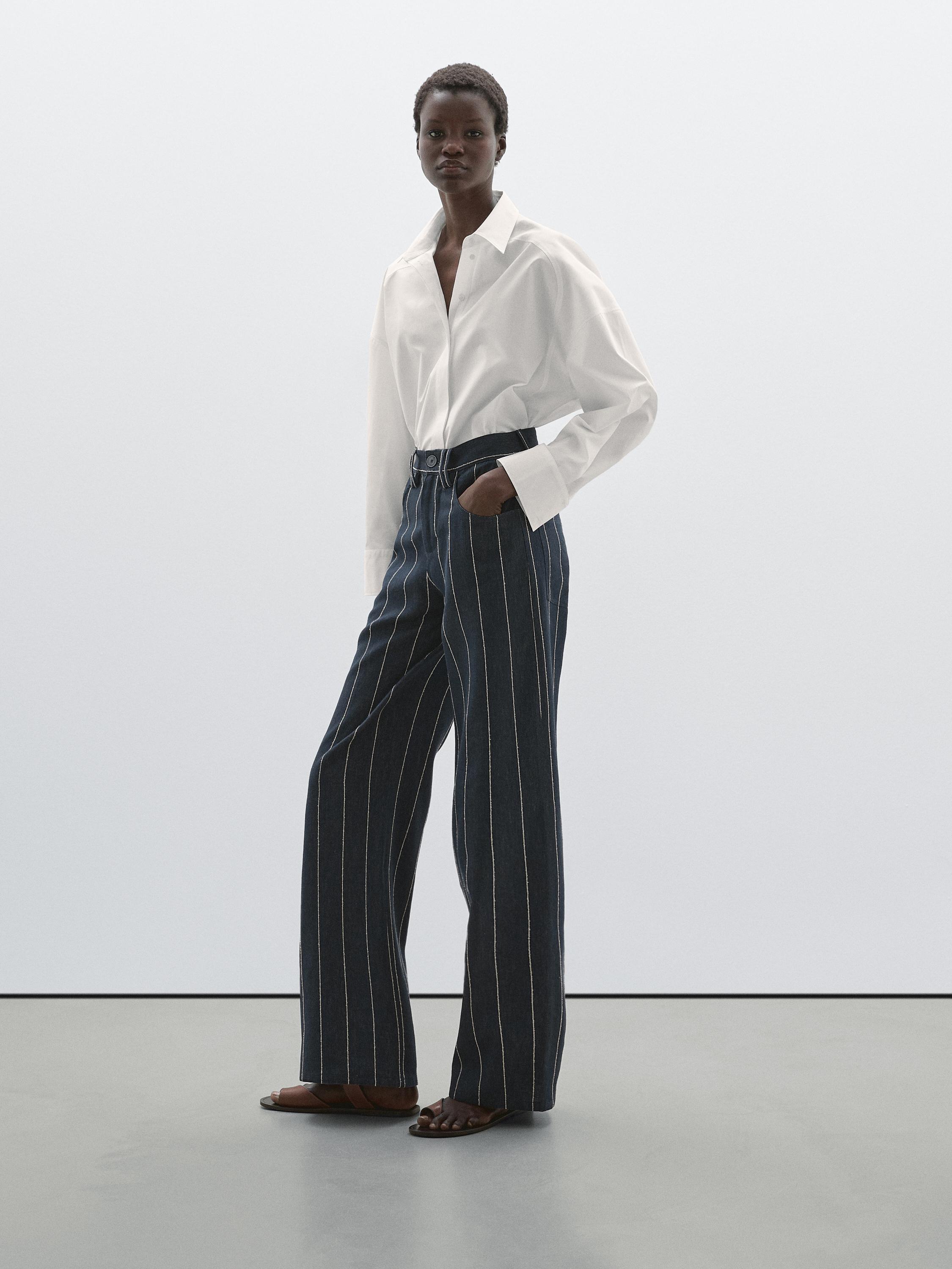Mid-rise wide-leg trousers