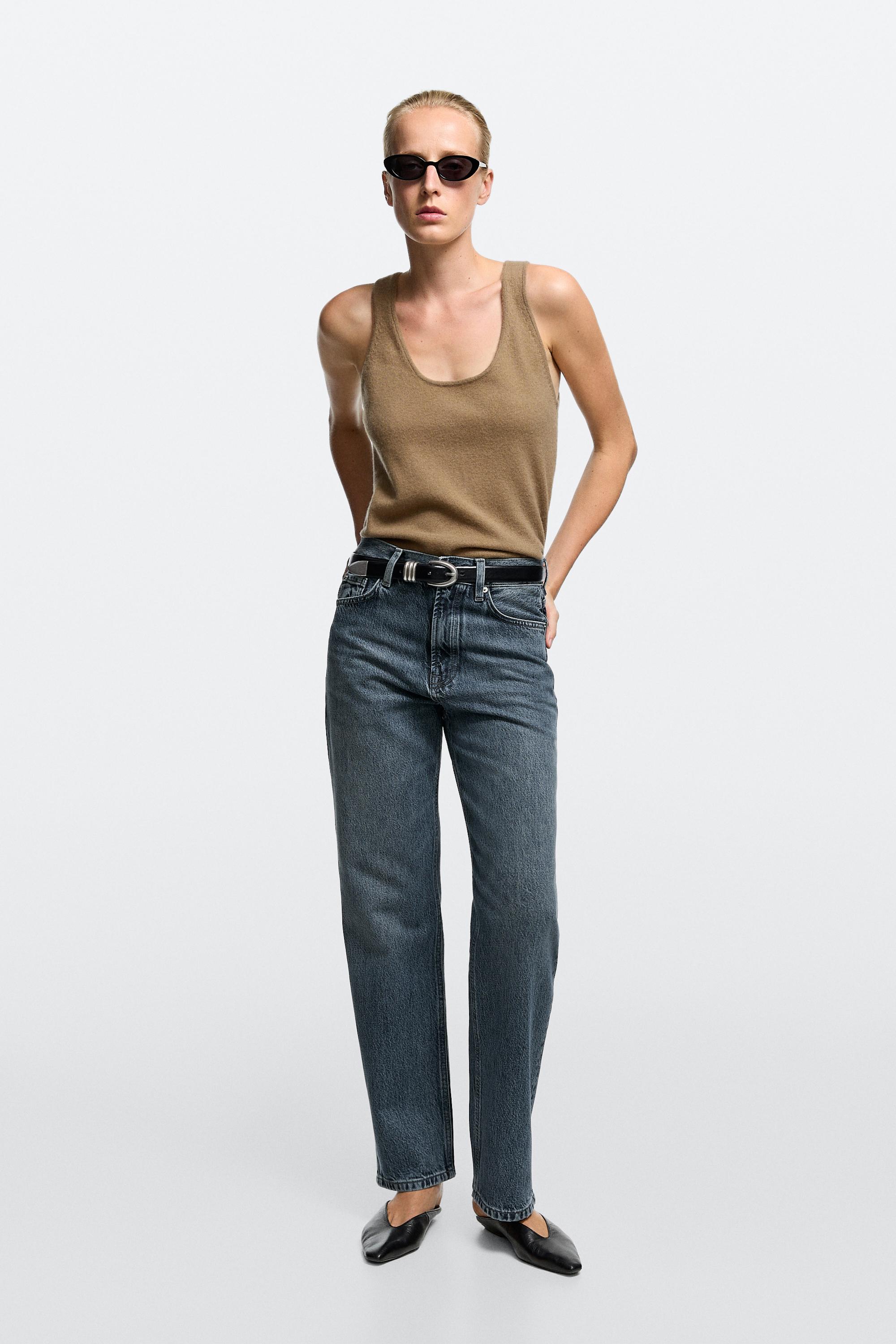 High-waist straight-leg jeans
