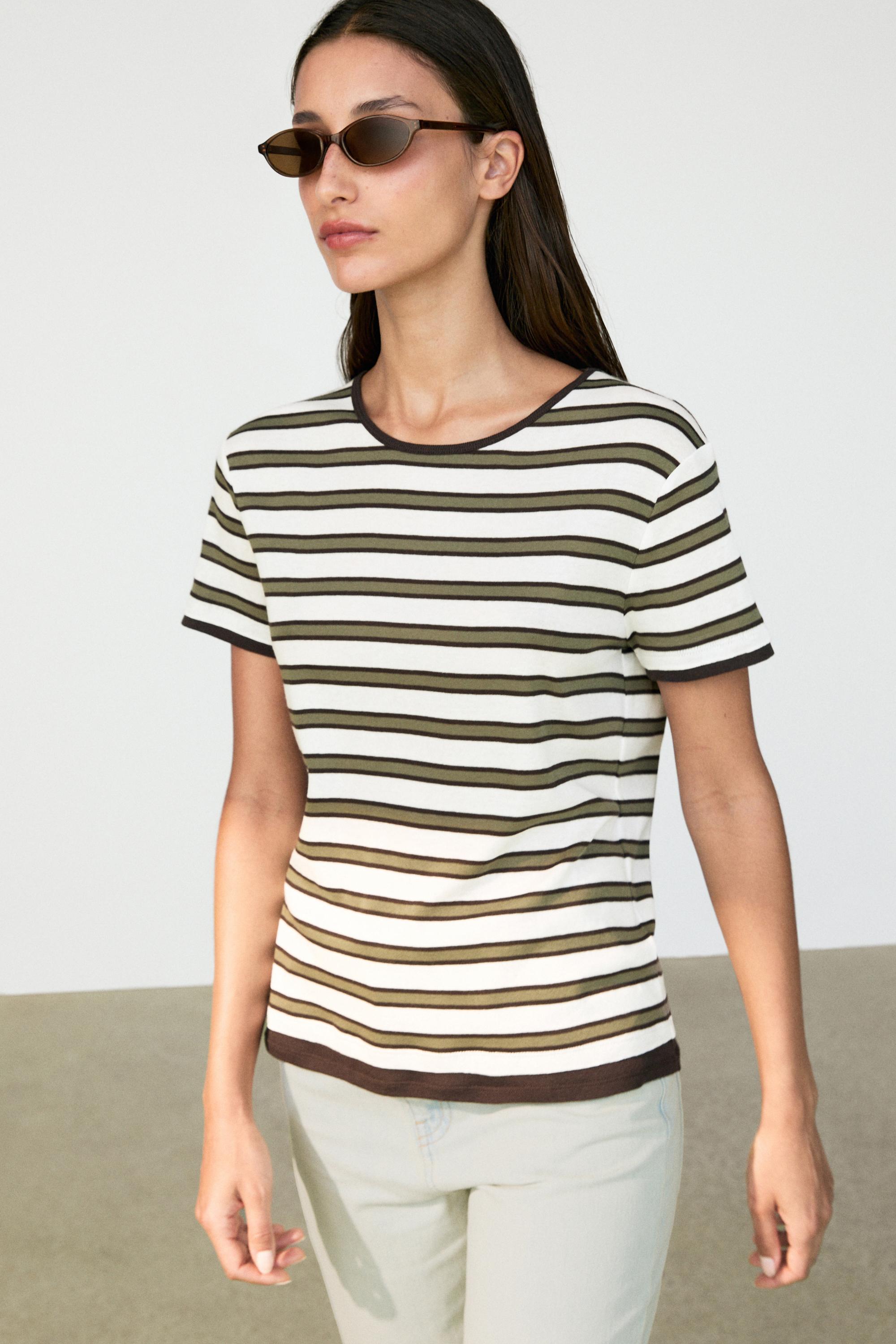 100% cotton short sleeve striped T-shirt