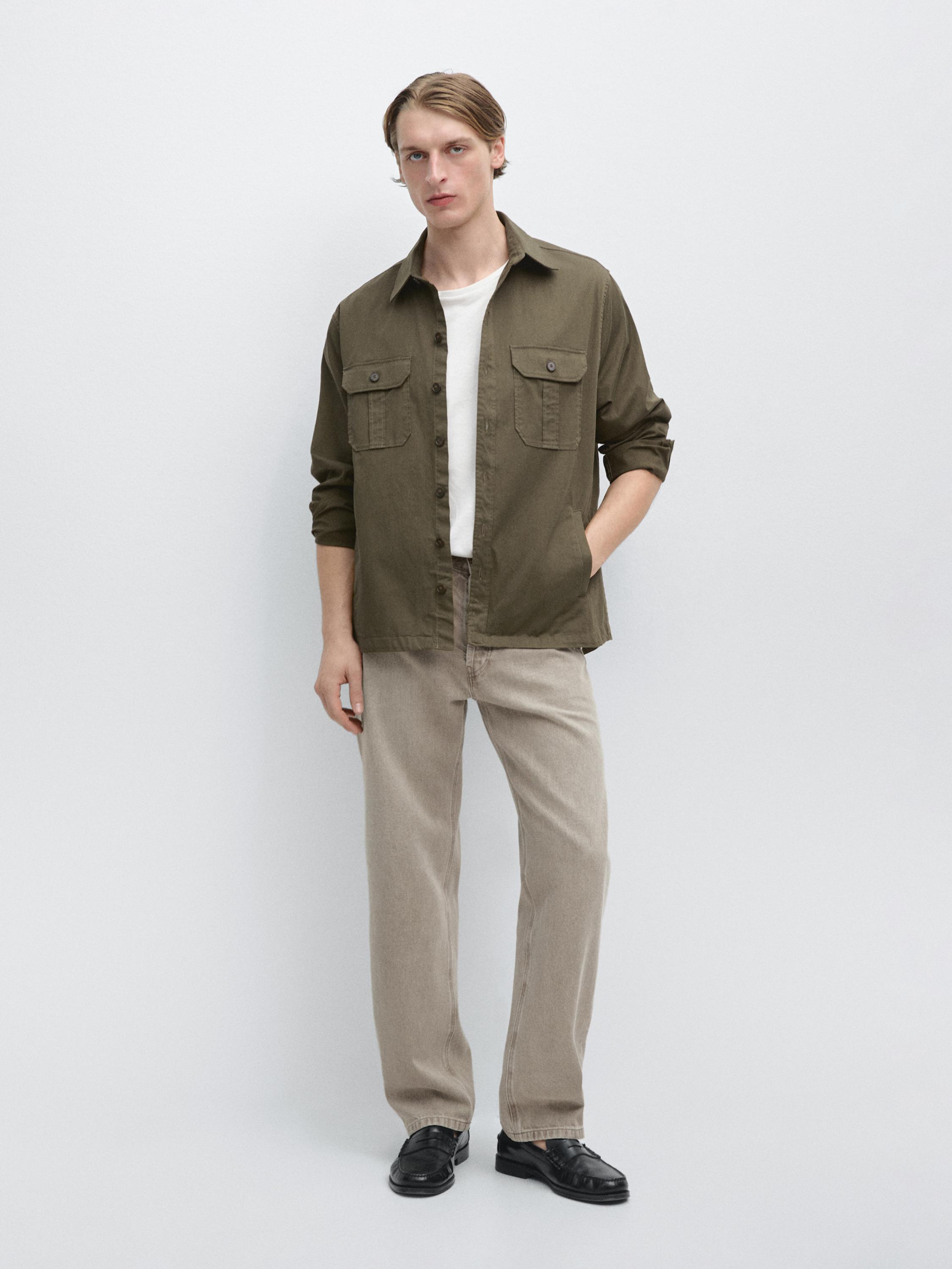 Cotton blend overshirt with pocket detail