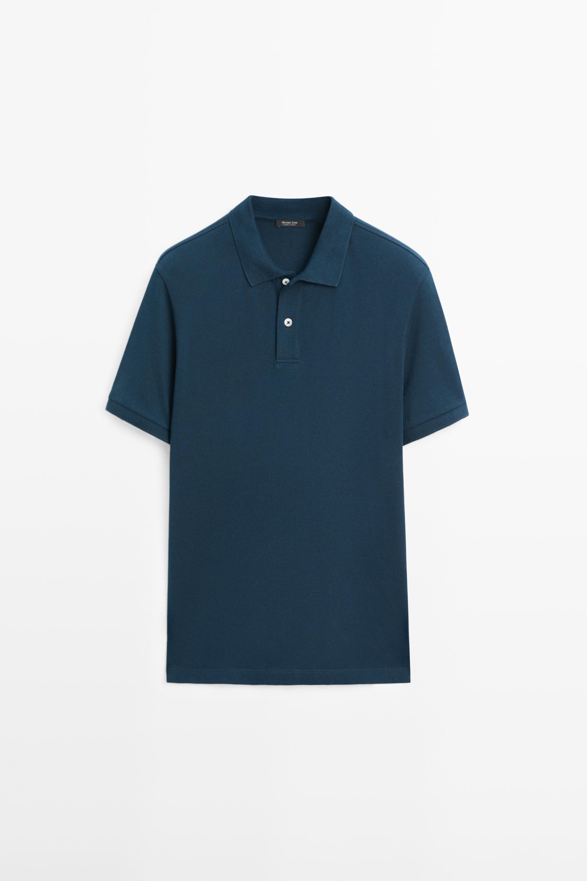 Micro textured cotton piqué polo shirt