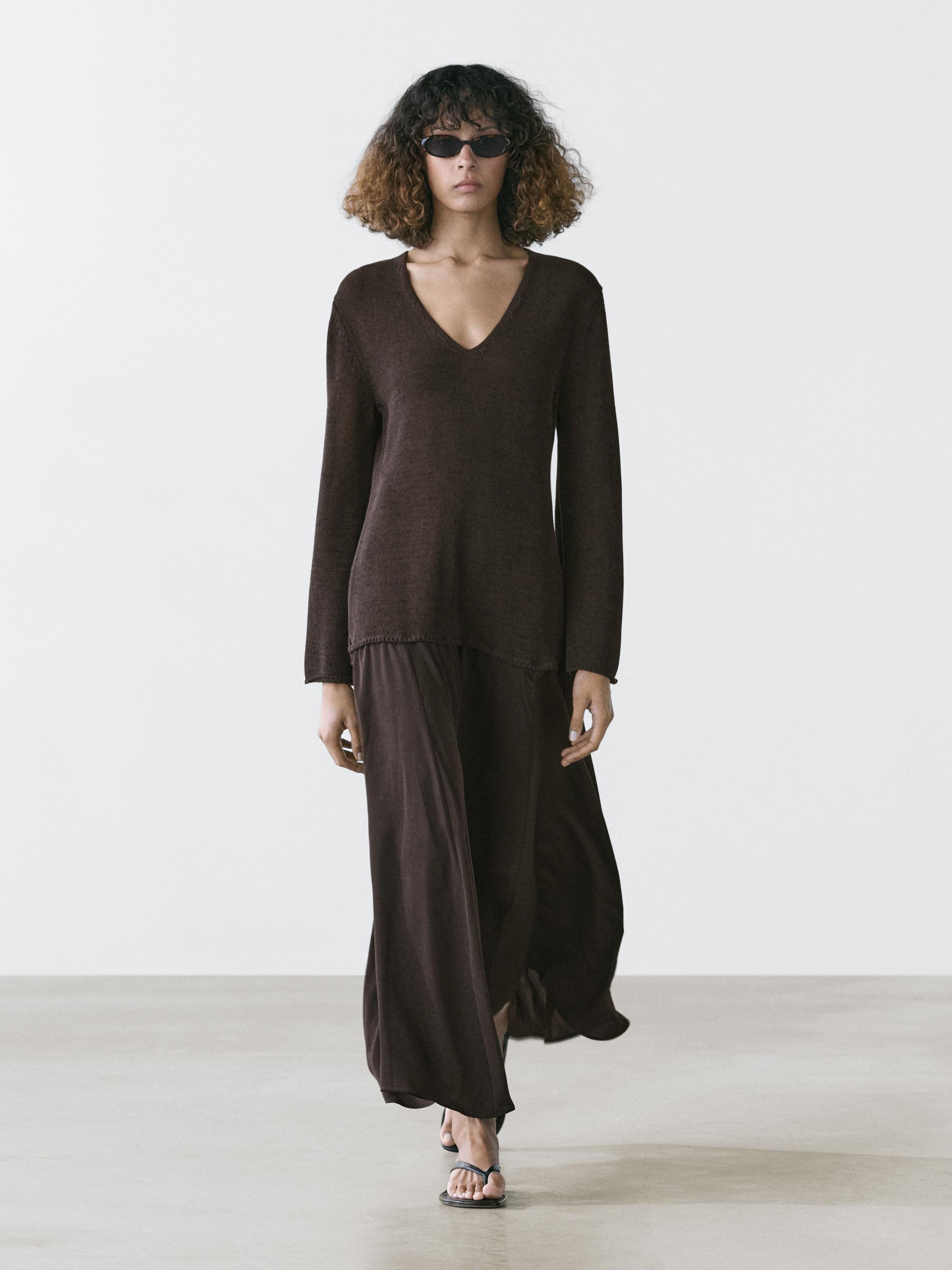 Contrast cotton blend knit dress