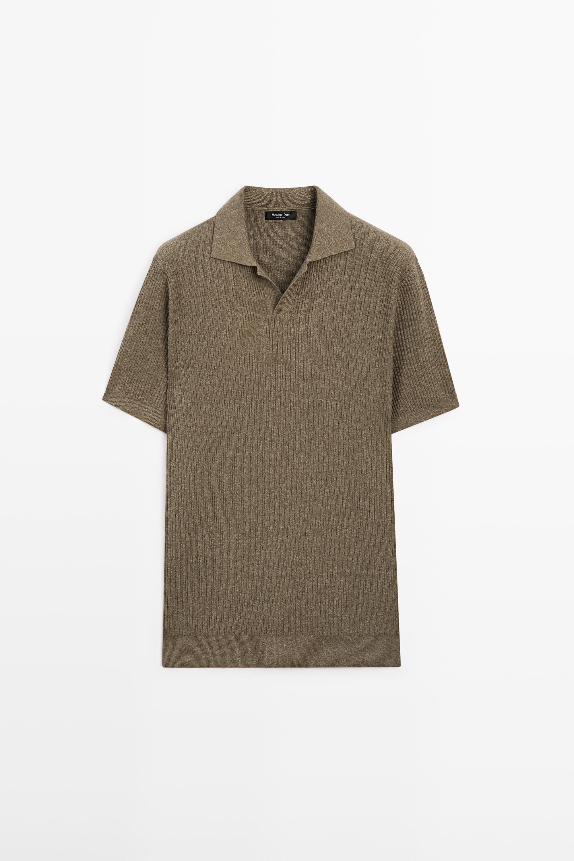 Cotton blend knit polo shirt