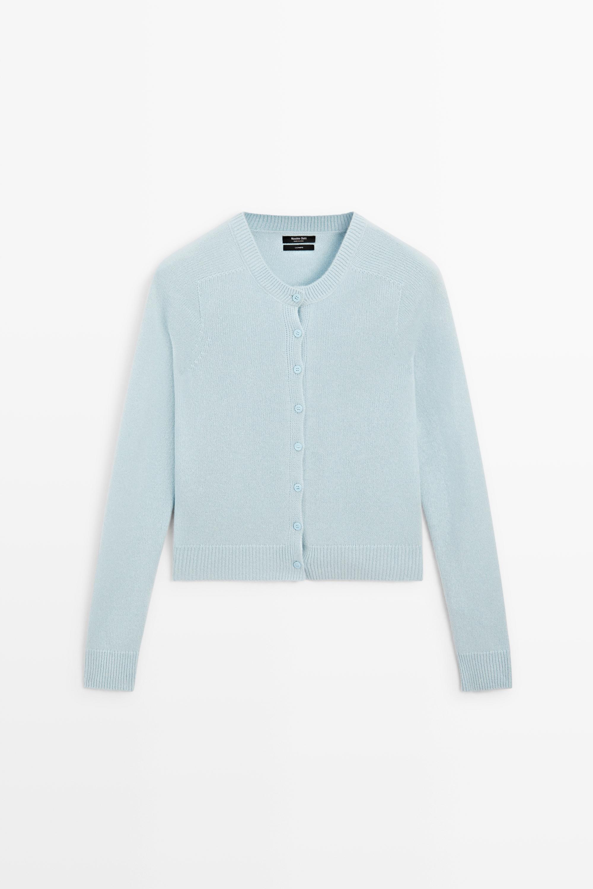 100% cashmere cropped knit cardigan