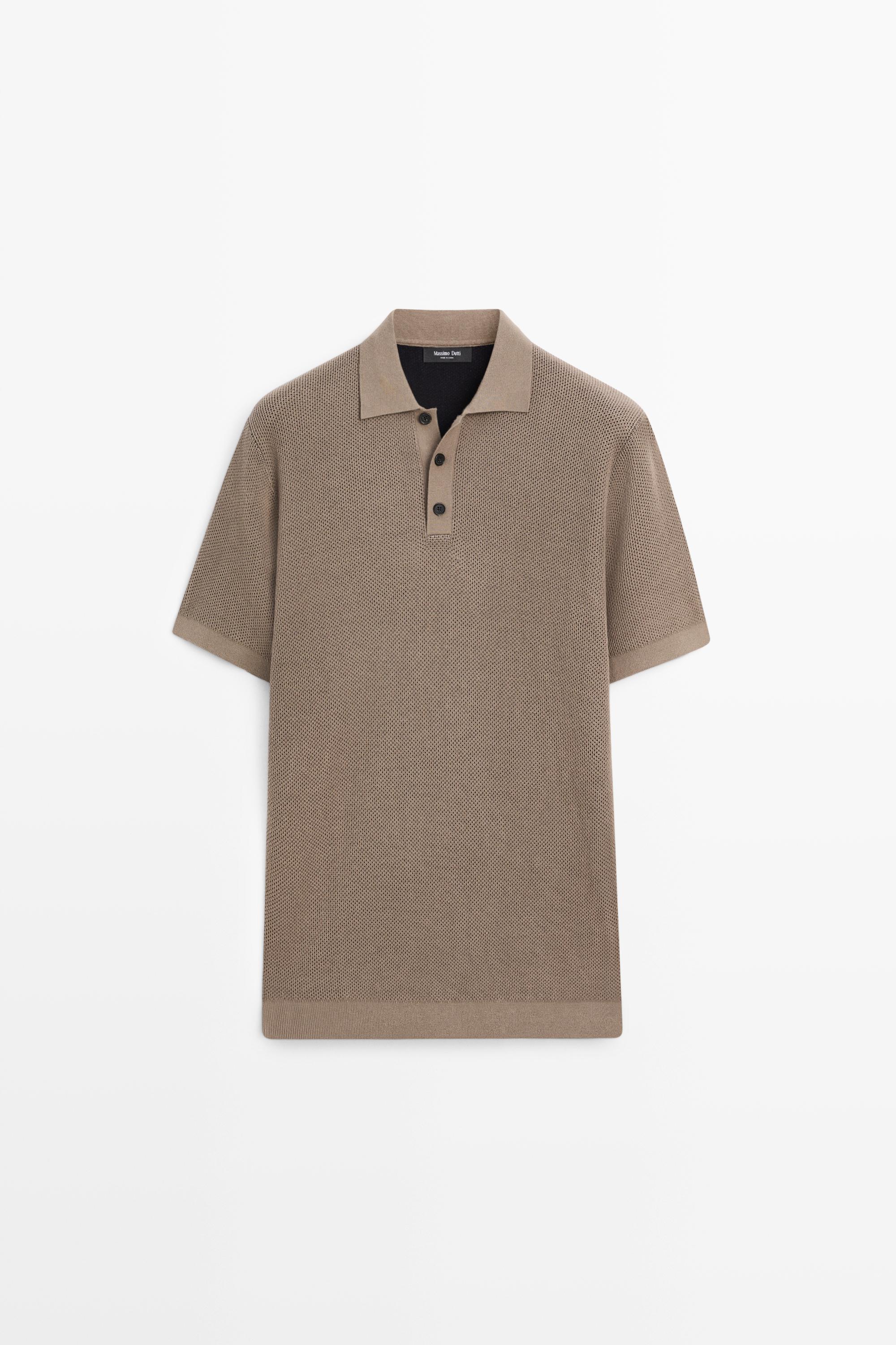 100% cotton textured contrast polo shirt