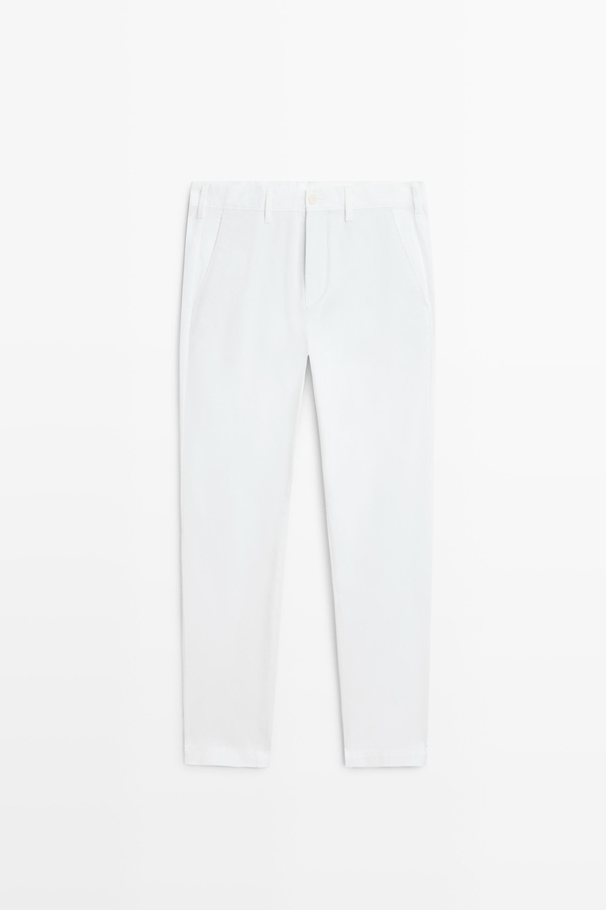 Cotton blend slim fit pants