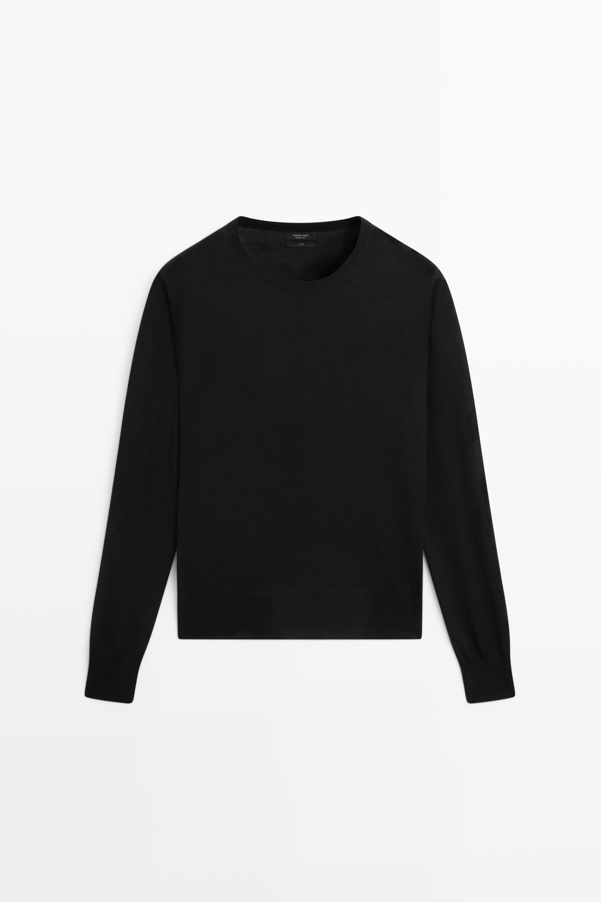 100% wool knit round neck sweater