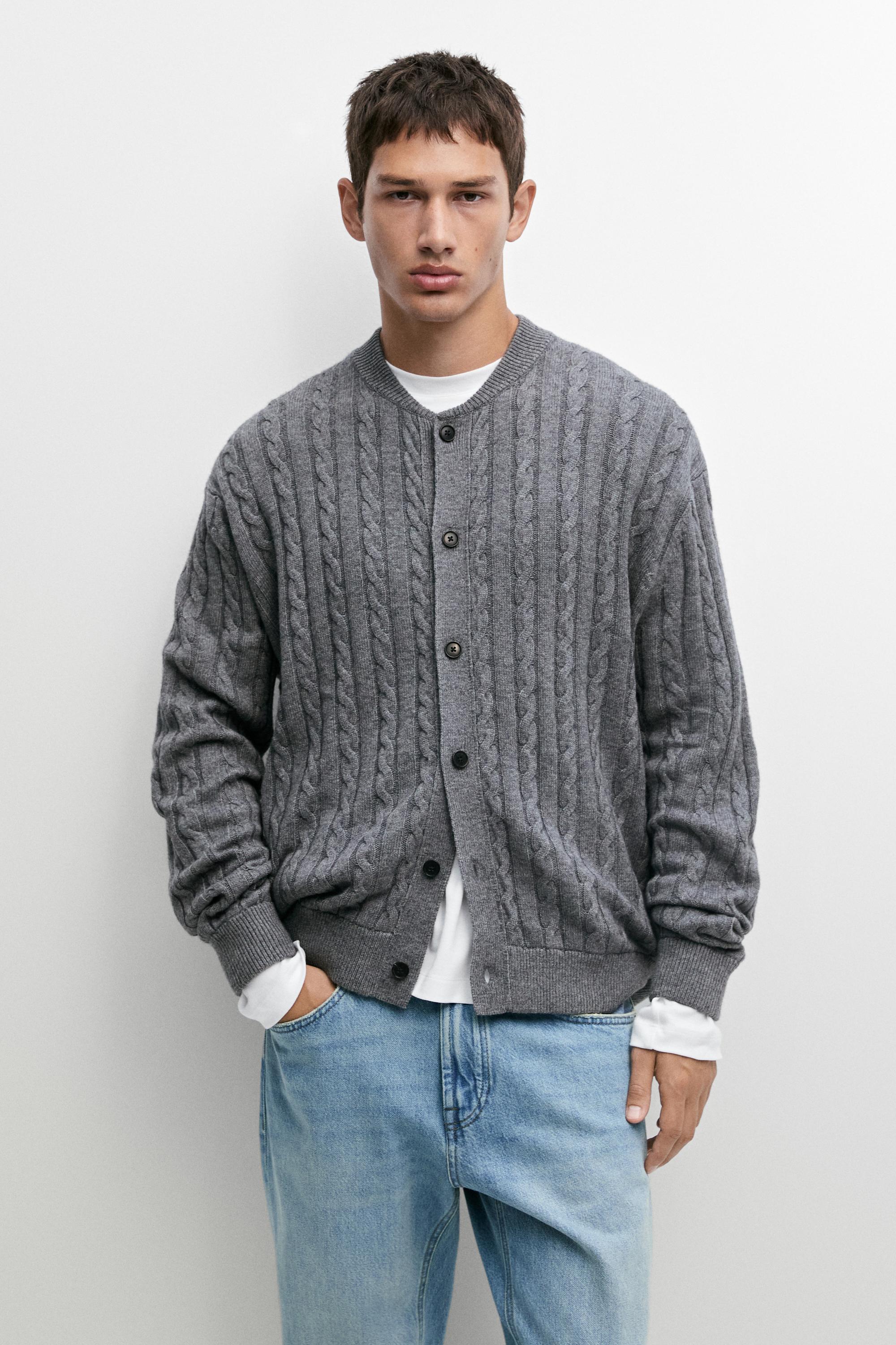 绞花针织飞行员开襟衫