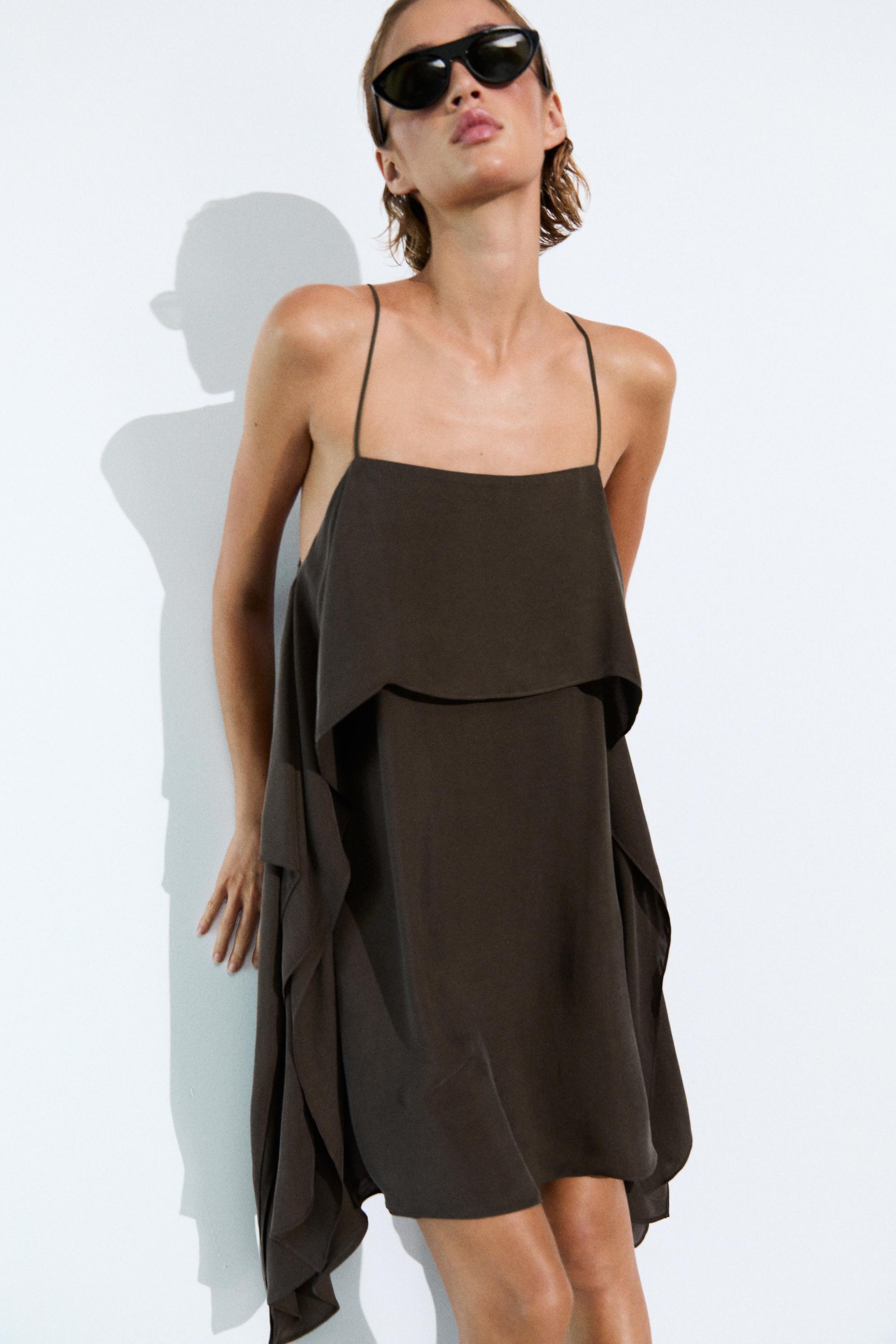 Strappy mini dress with ruffle detail