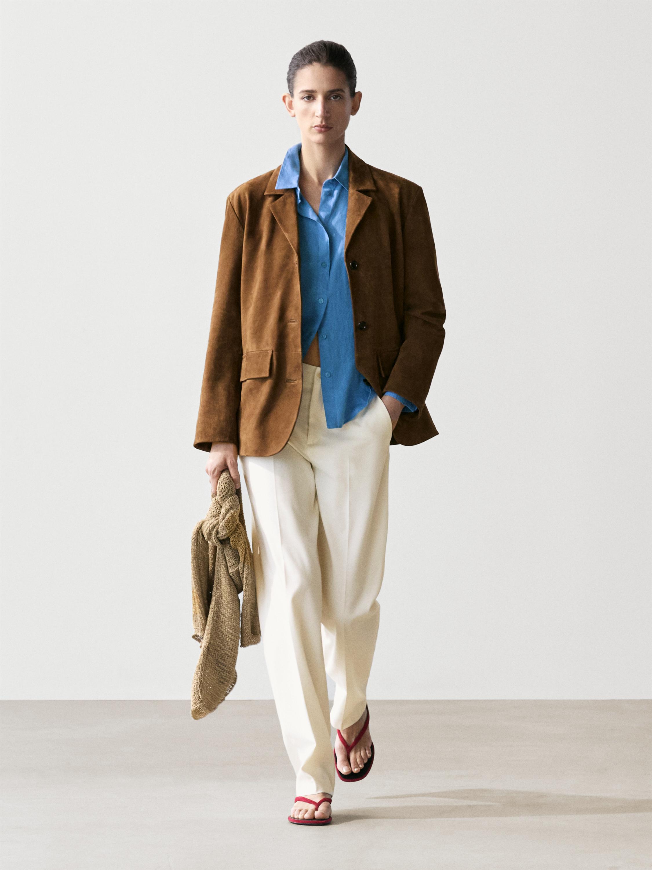 100% Suede lapel blazer