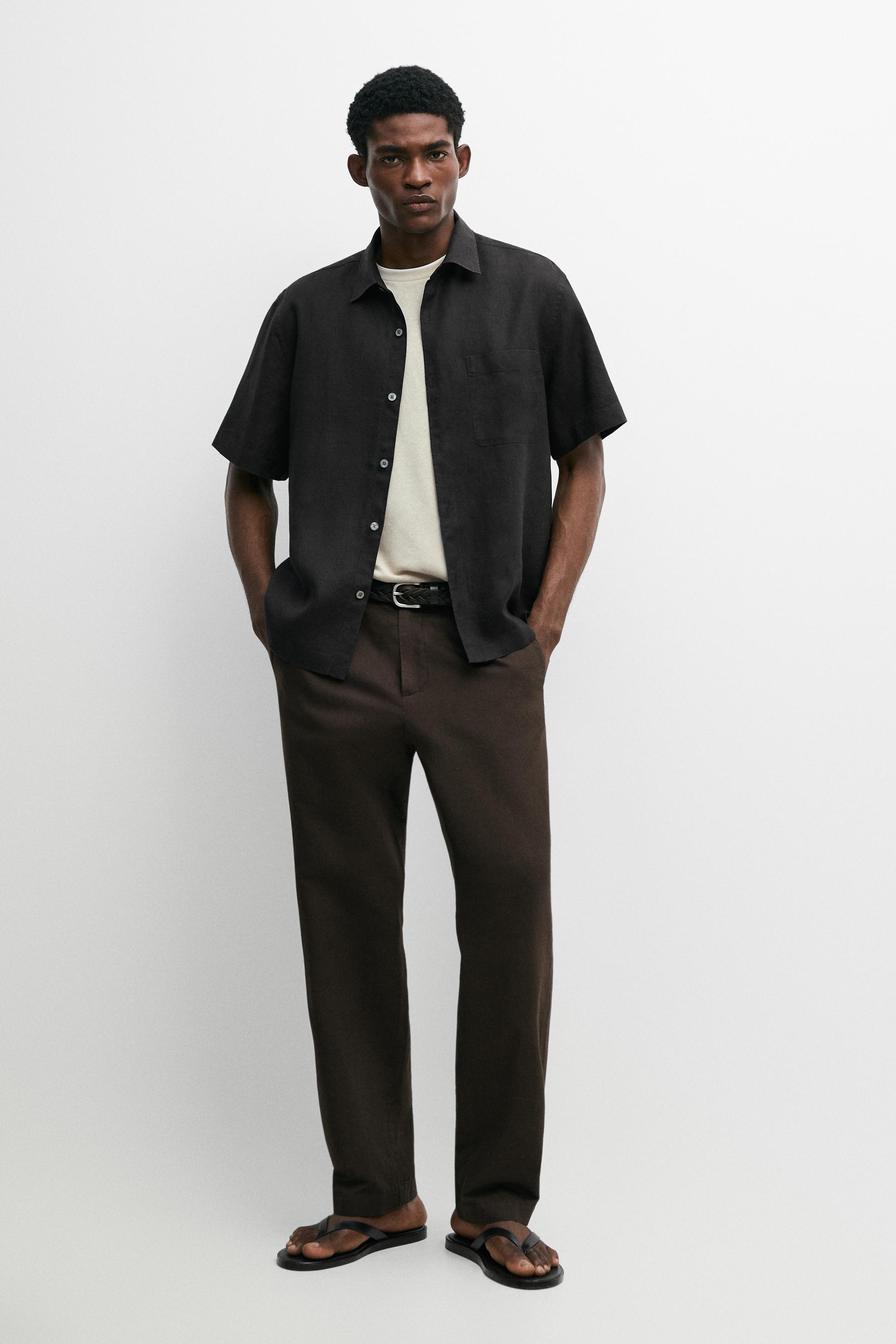 100% linen regular fit short sleeve shirt