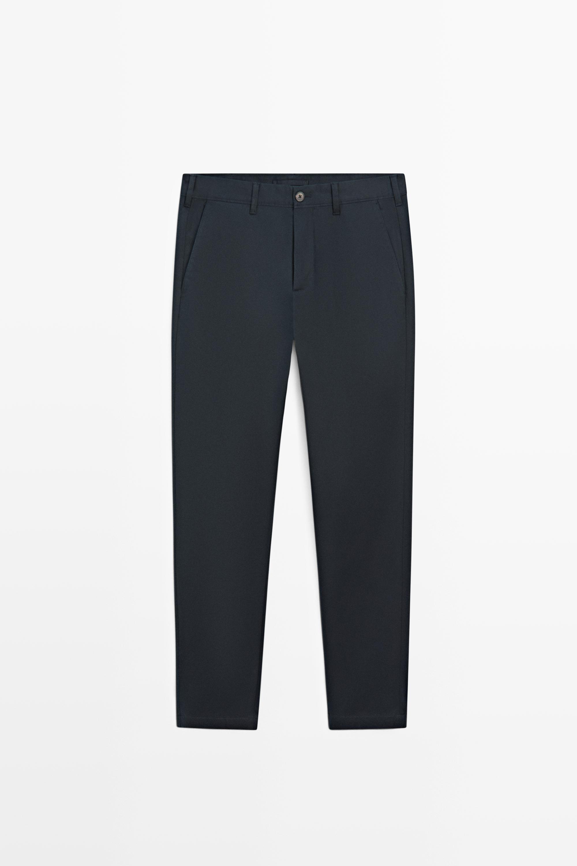 Cotton blend slim fit pants