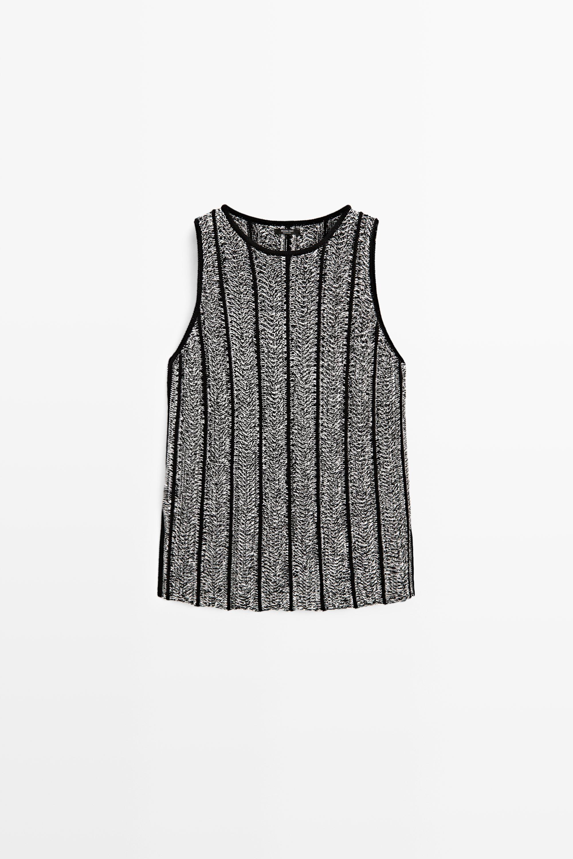 Cotton-blend flecked knit top