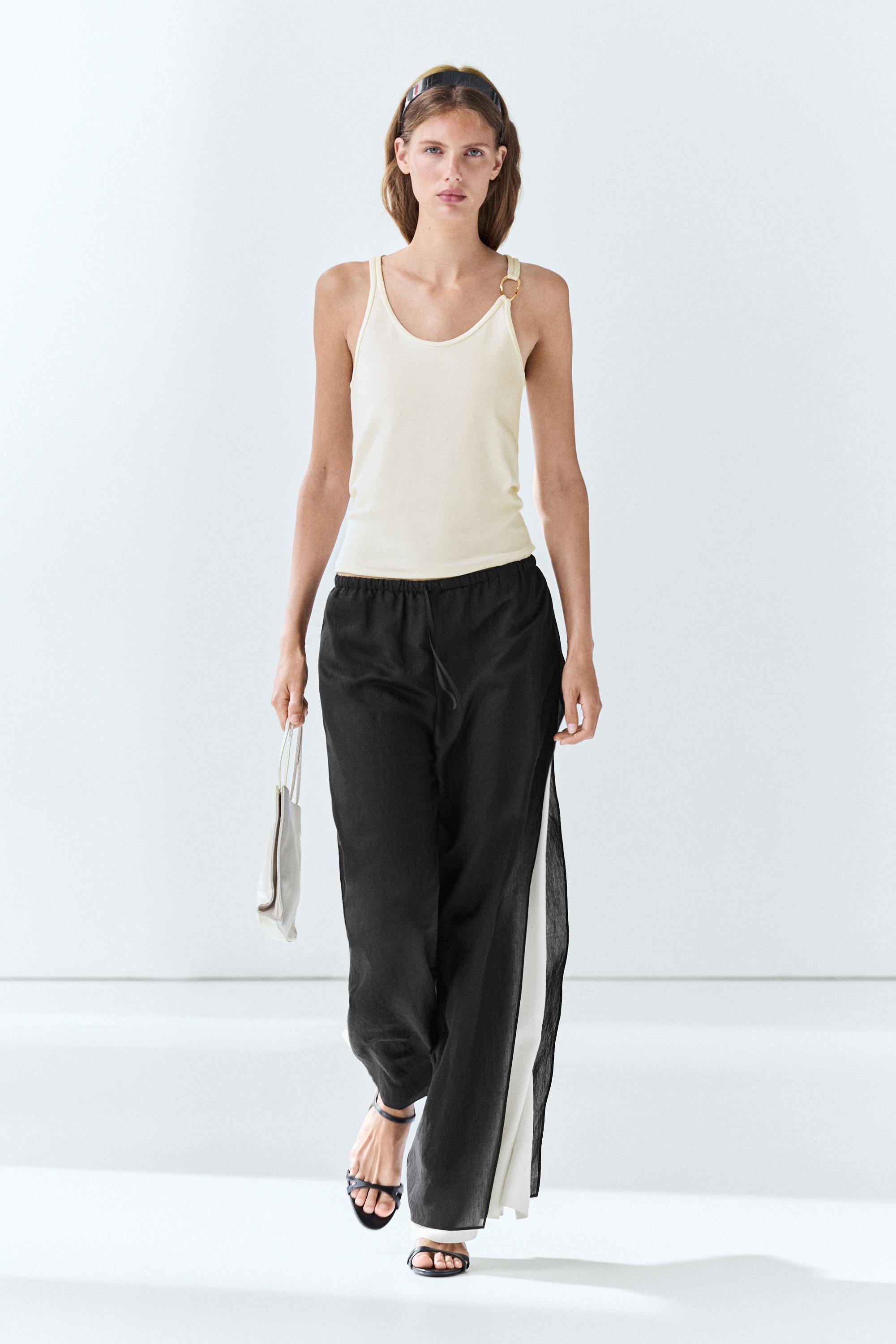 Flowing wide-leg pants with darts - co-ord