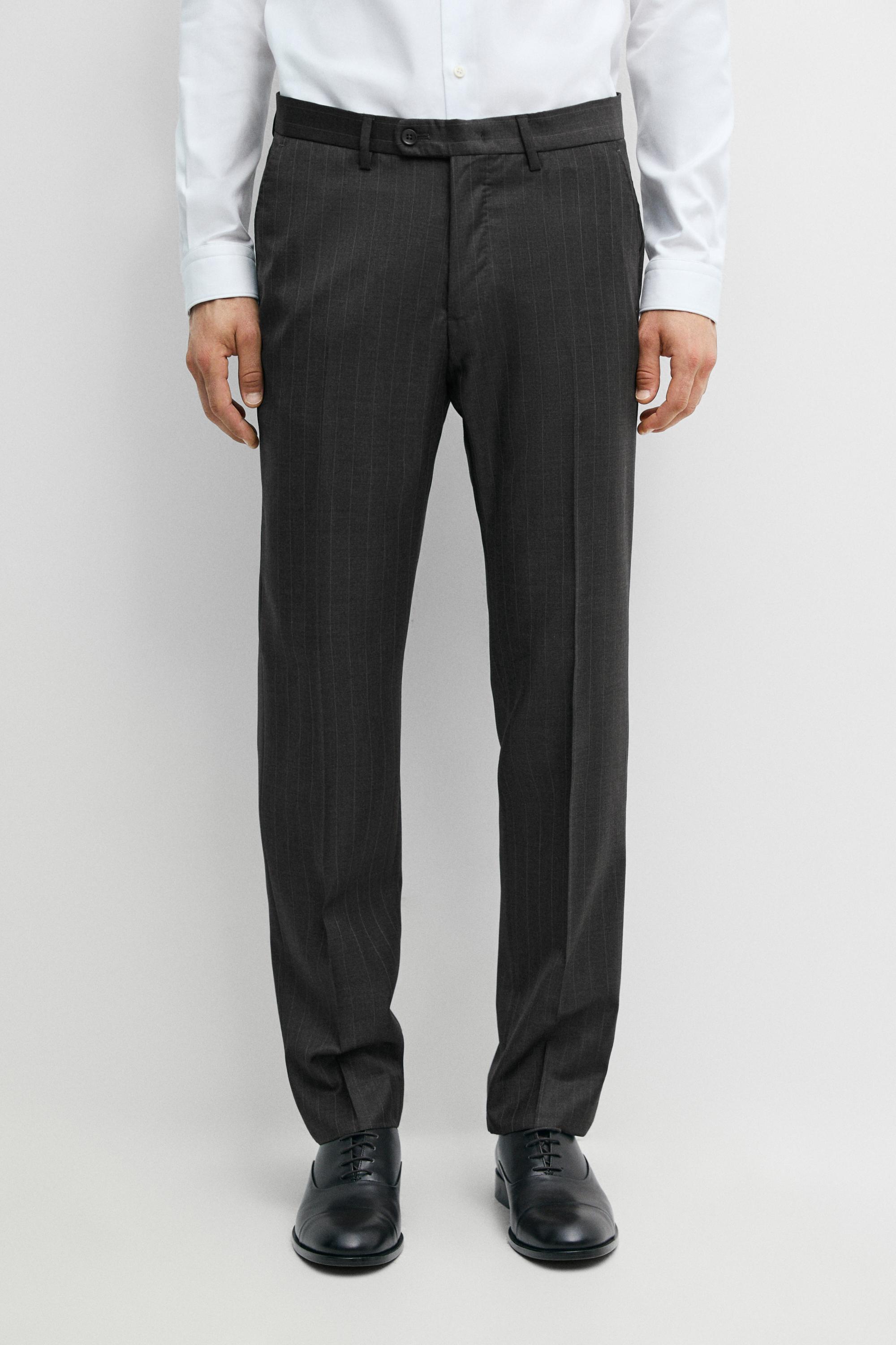 100% wool striped suit trousers