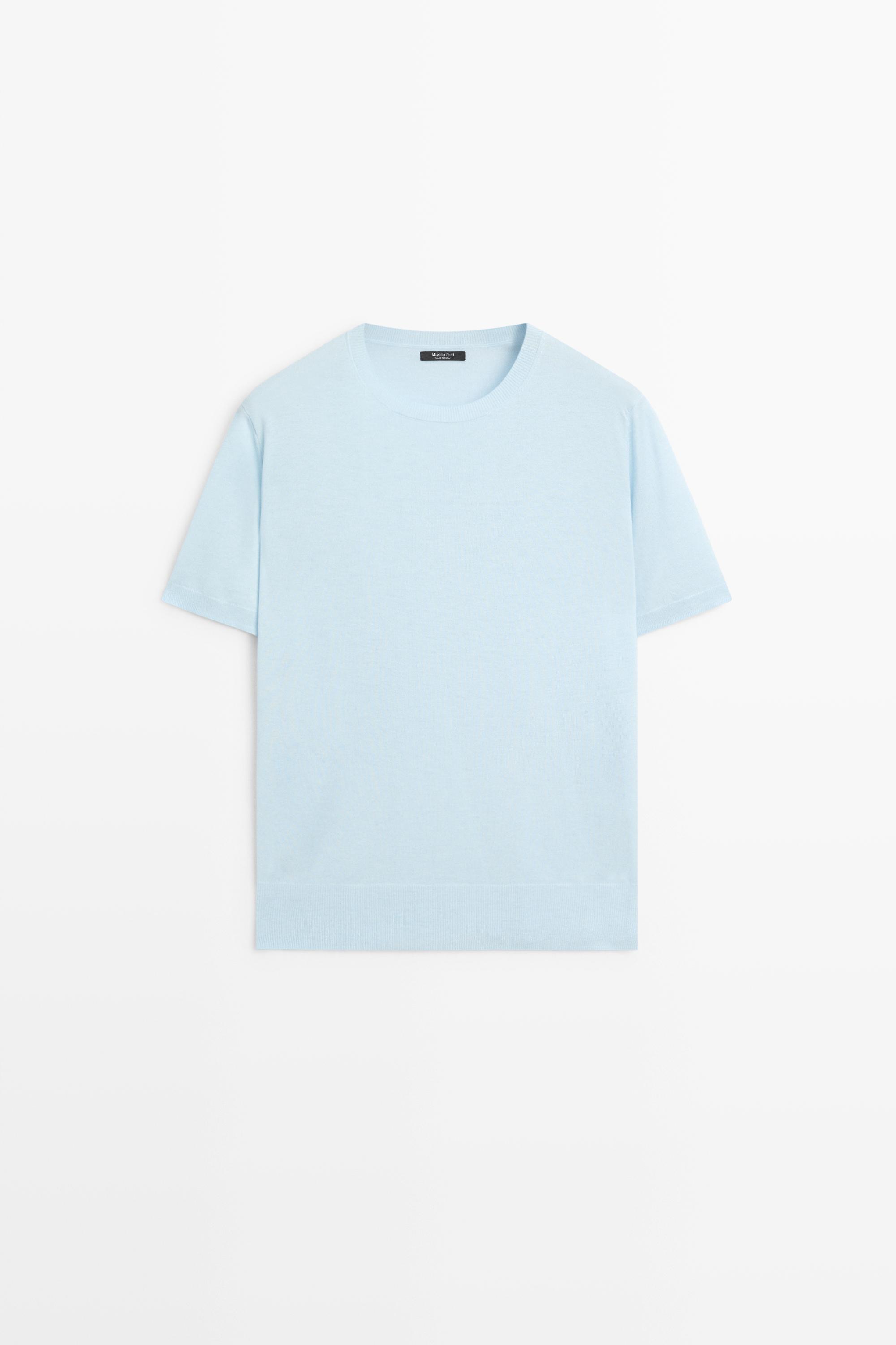 Short-sleeve fine-knit sweater